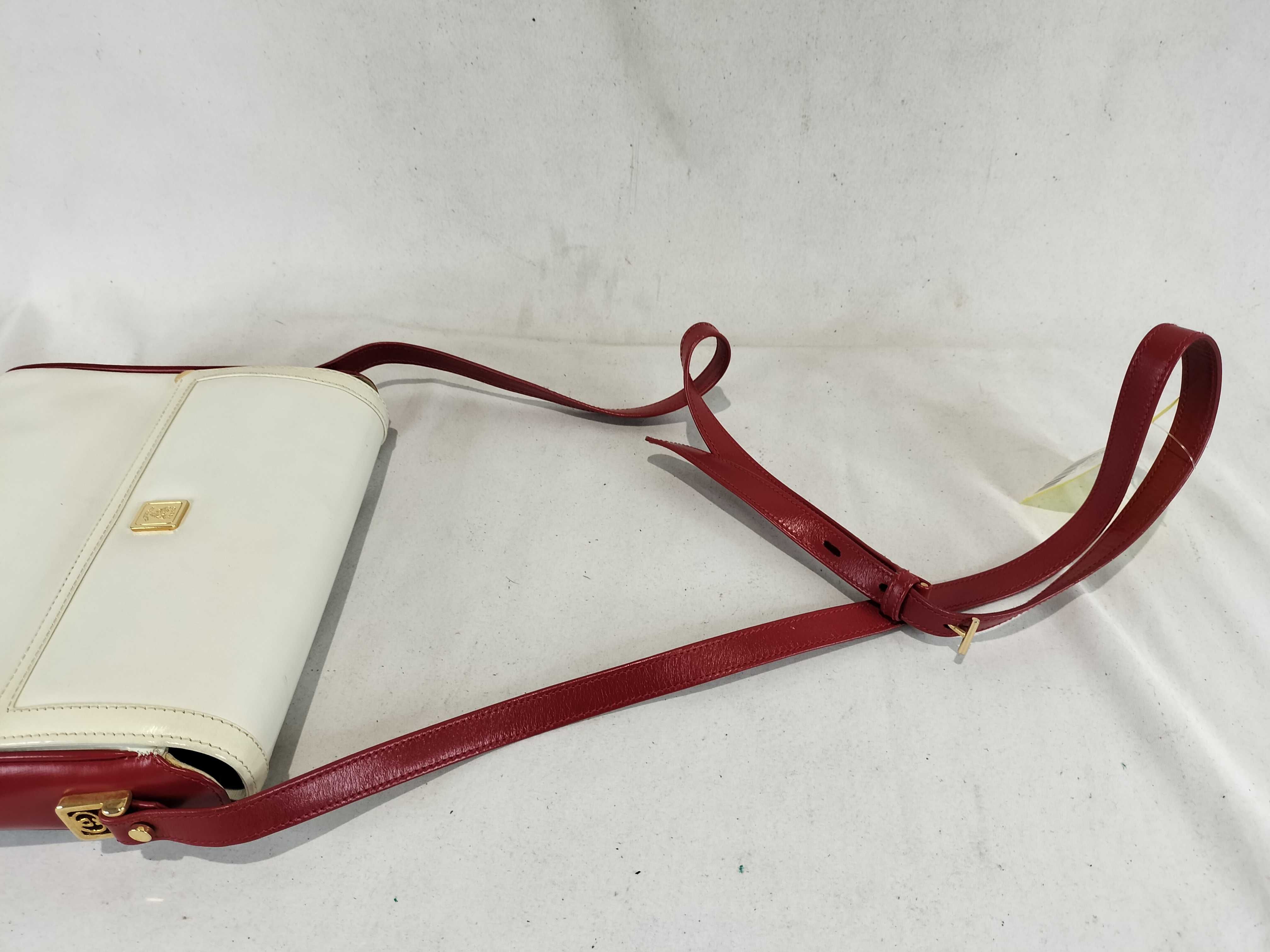 Old Two-Tone Shoulder Bag with Gold Hardware — view 3