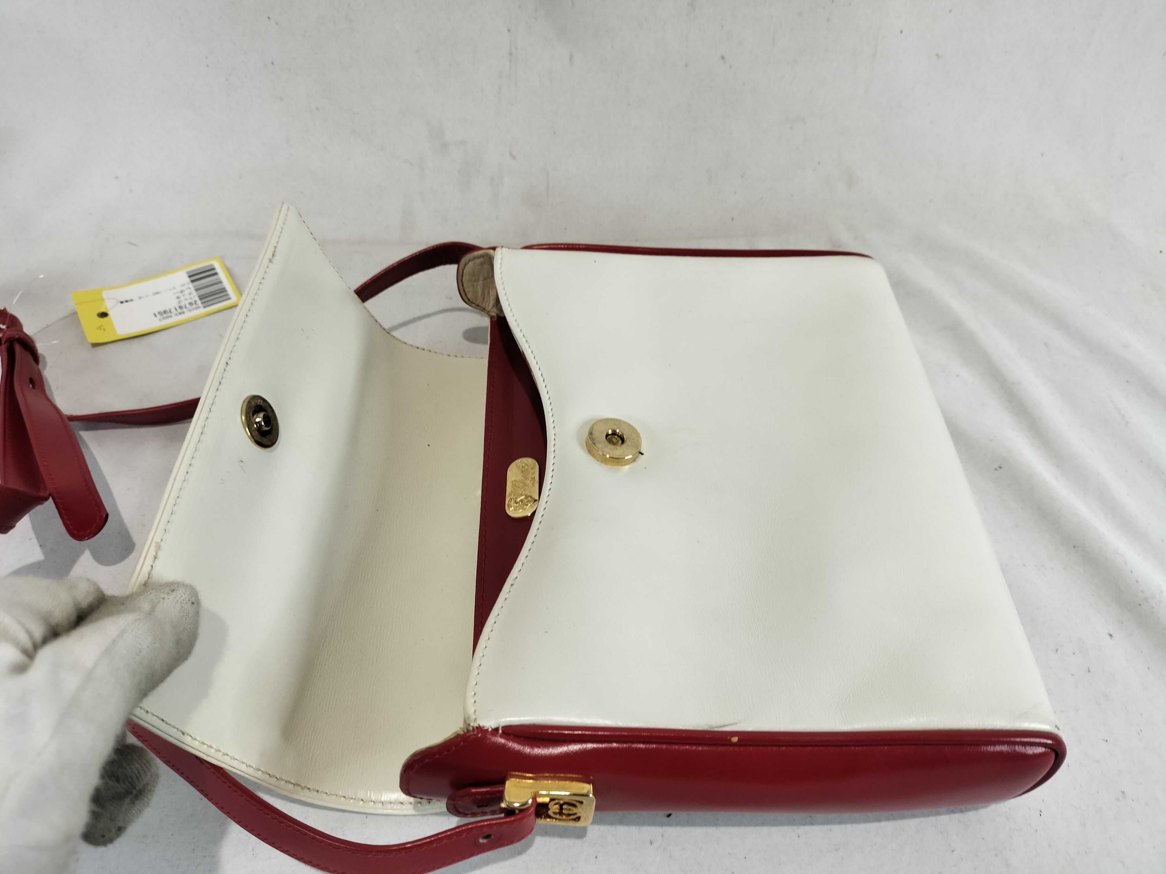 Old Two-Tone Shoulder Bag with Gold Hardware — view 9