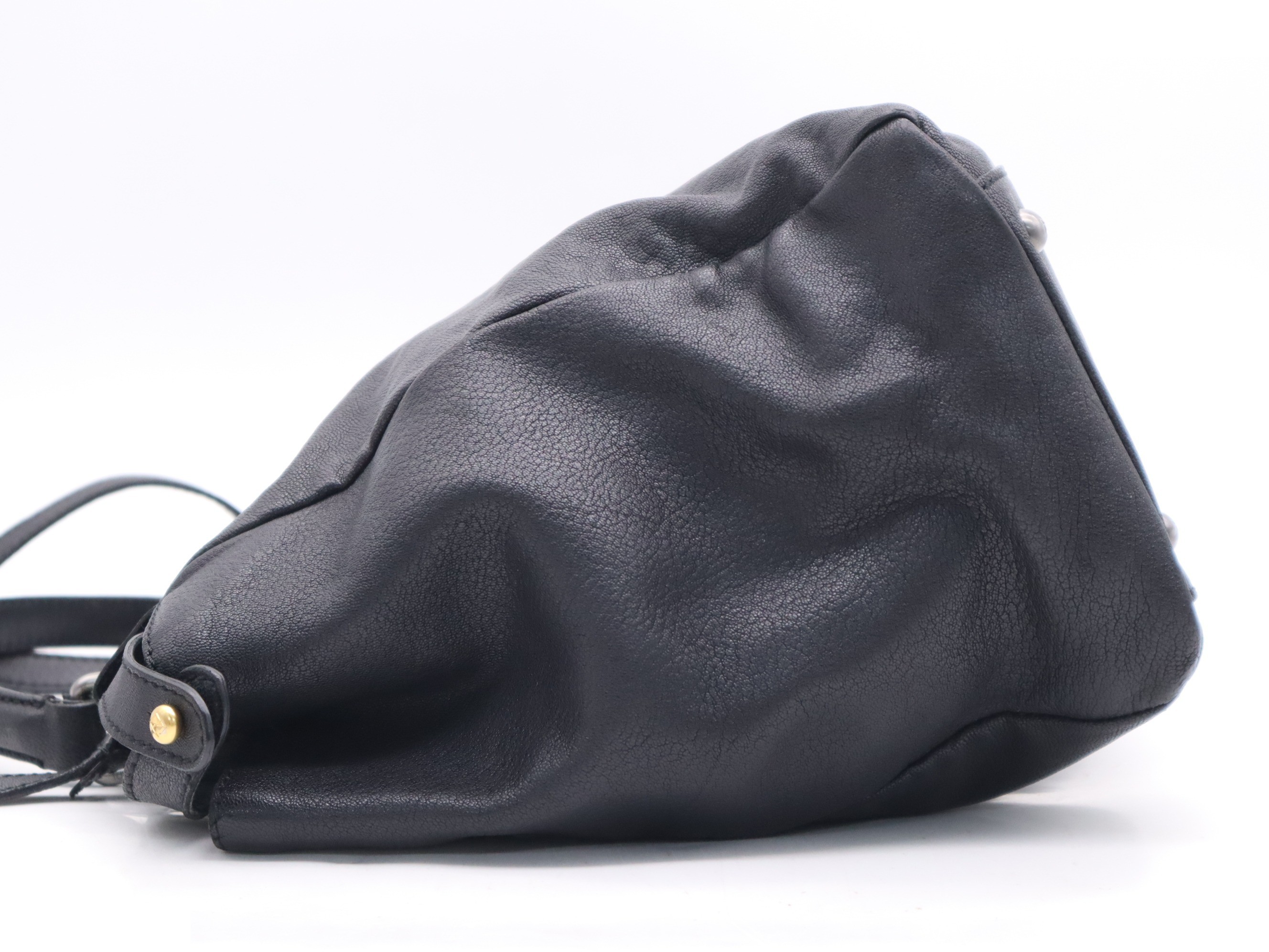 Leather Peekaboo Large Shoulder Strap, Black, Silver Hardware — view 3