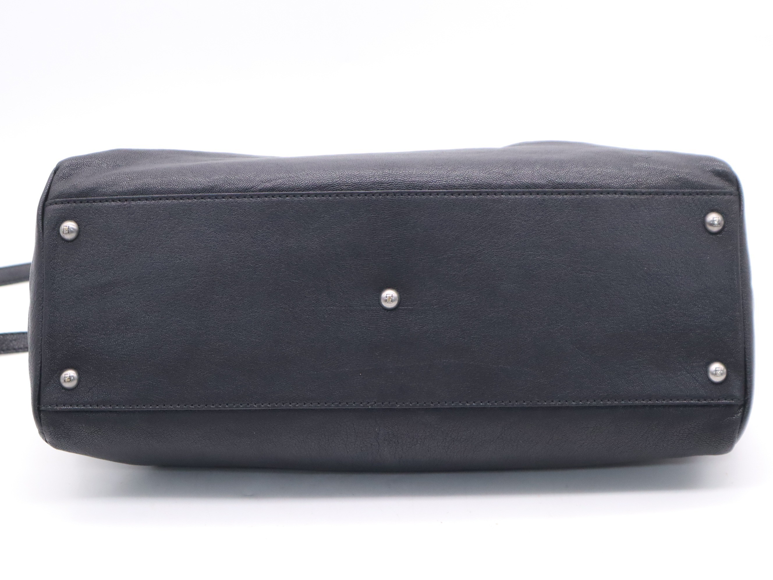 Leather Peekaboo Large Shoulder Strap, Black, Silver Hardware — view 4