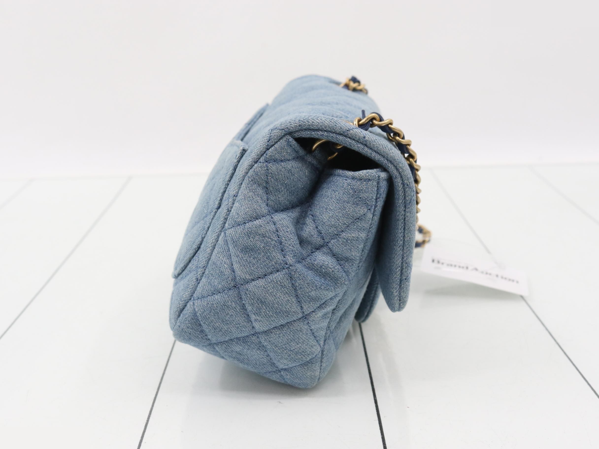 Matelassé Denim Mini Matelassé Chain Shoulder Bag with IC Plate — view 4