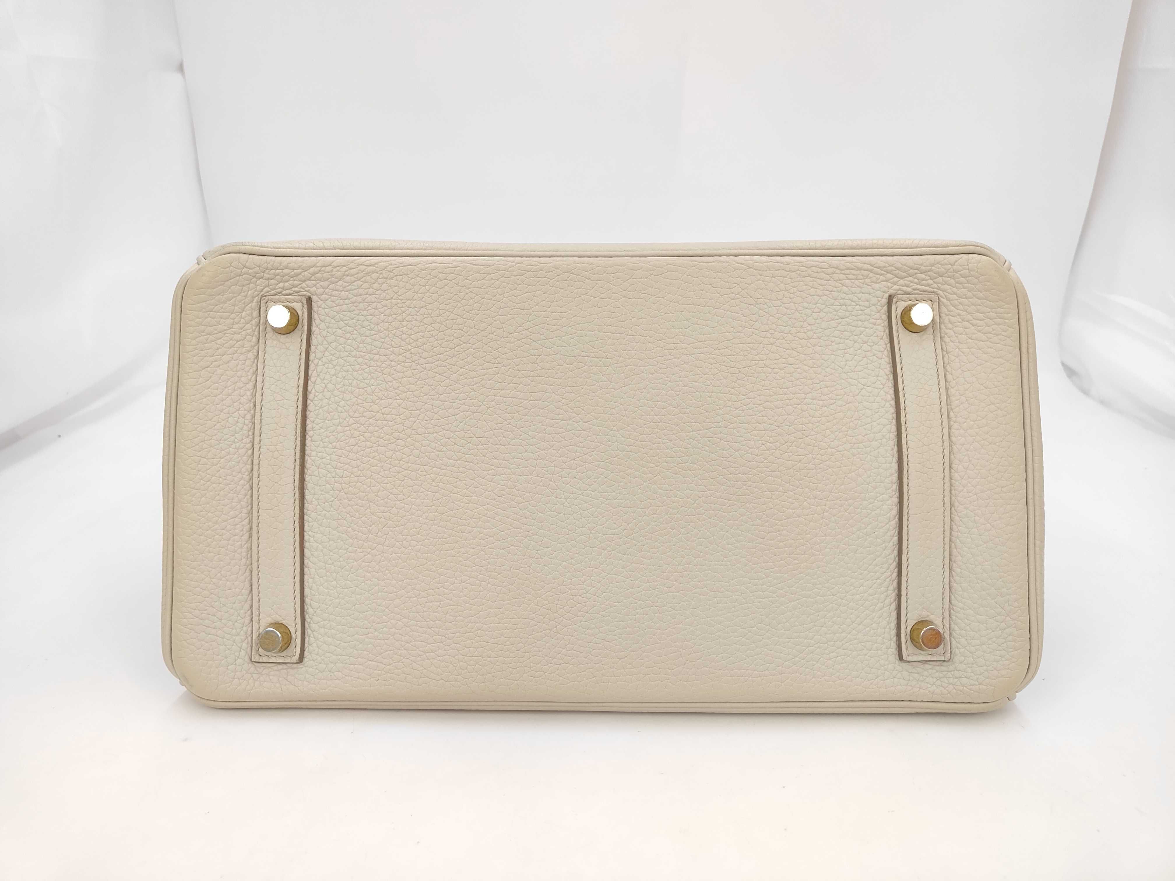 Birkin 35 Craie Gold Hardware A Stamp Handbag — view 4