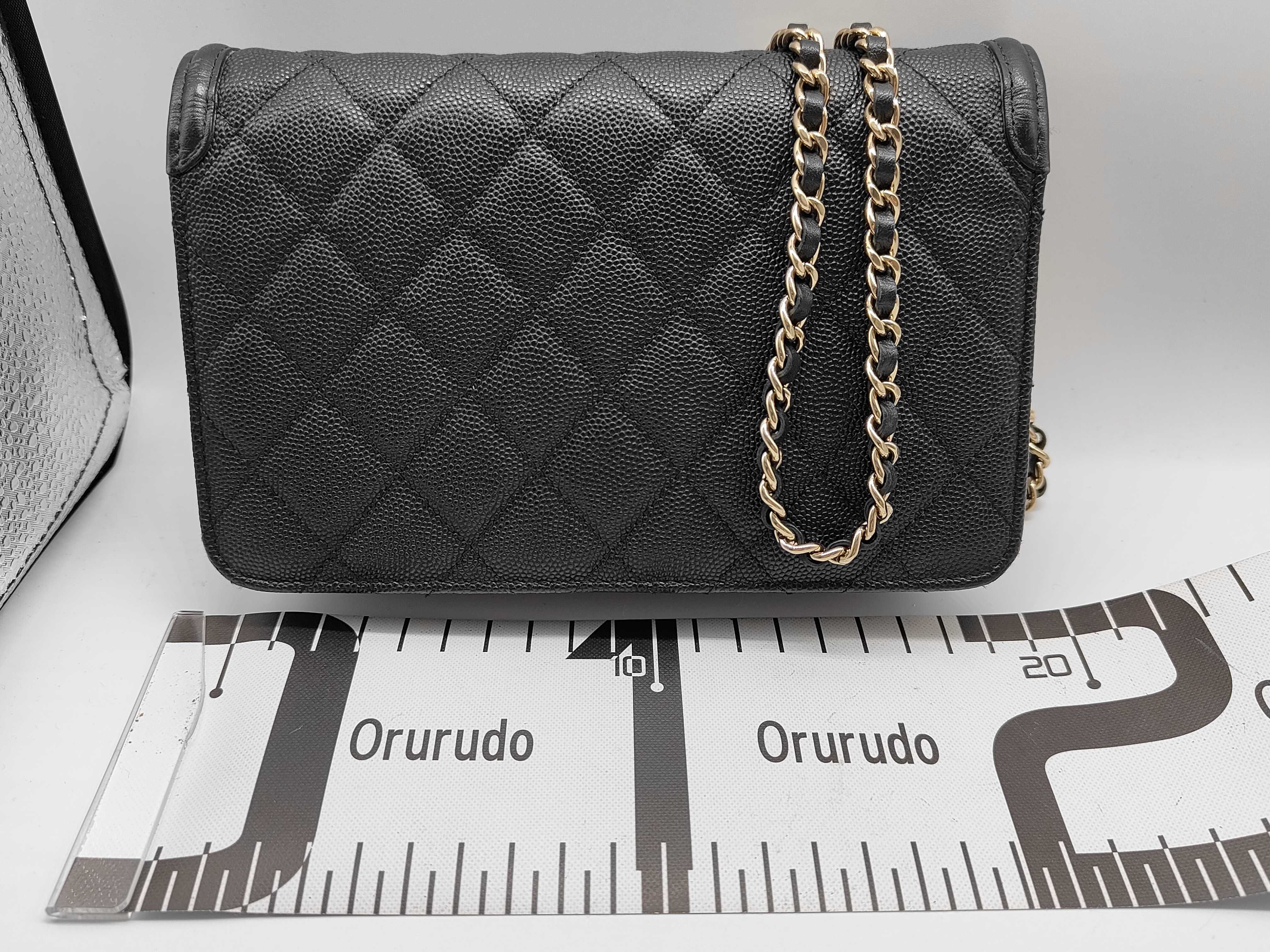 Caviar Skin CC Figurine Chain Wallet Bag, Matelassé, Gold Hardware, Black, Seal, Card, 28807748, with Guarantee, Box, and Dust Bag, Shoulder Bag — view 2