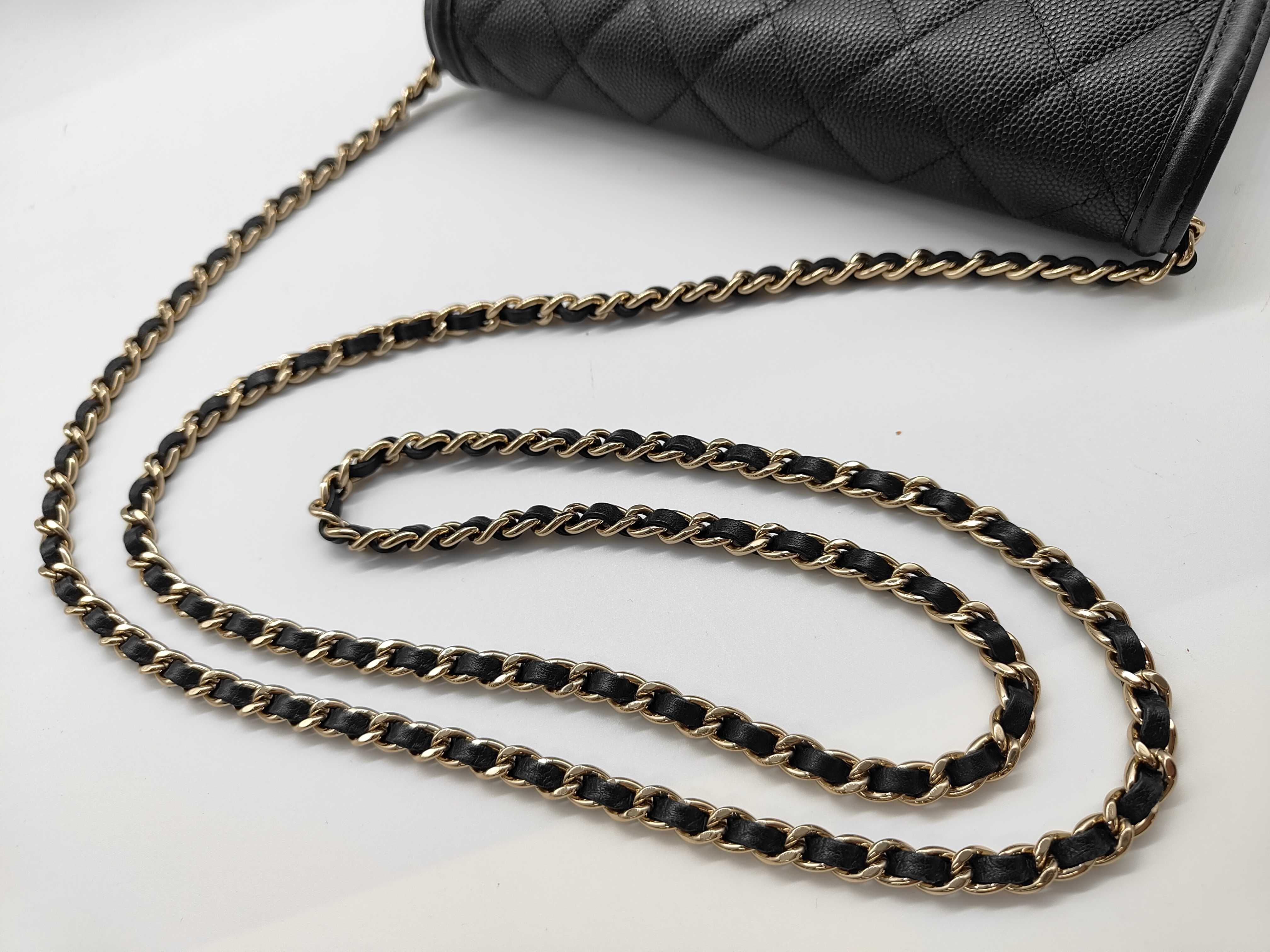 Caviar Skin CC Figurine Chain Wallet Bag, Matelassé, Gold Hardware, Black, Seal, Card, 28807748, with Guarantee, Box, and Dust Bag, Shoulder Bag — view 3