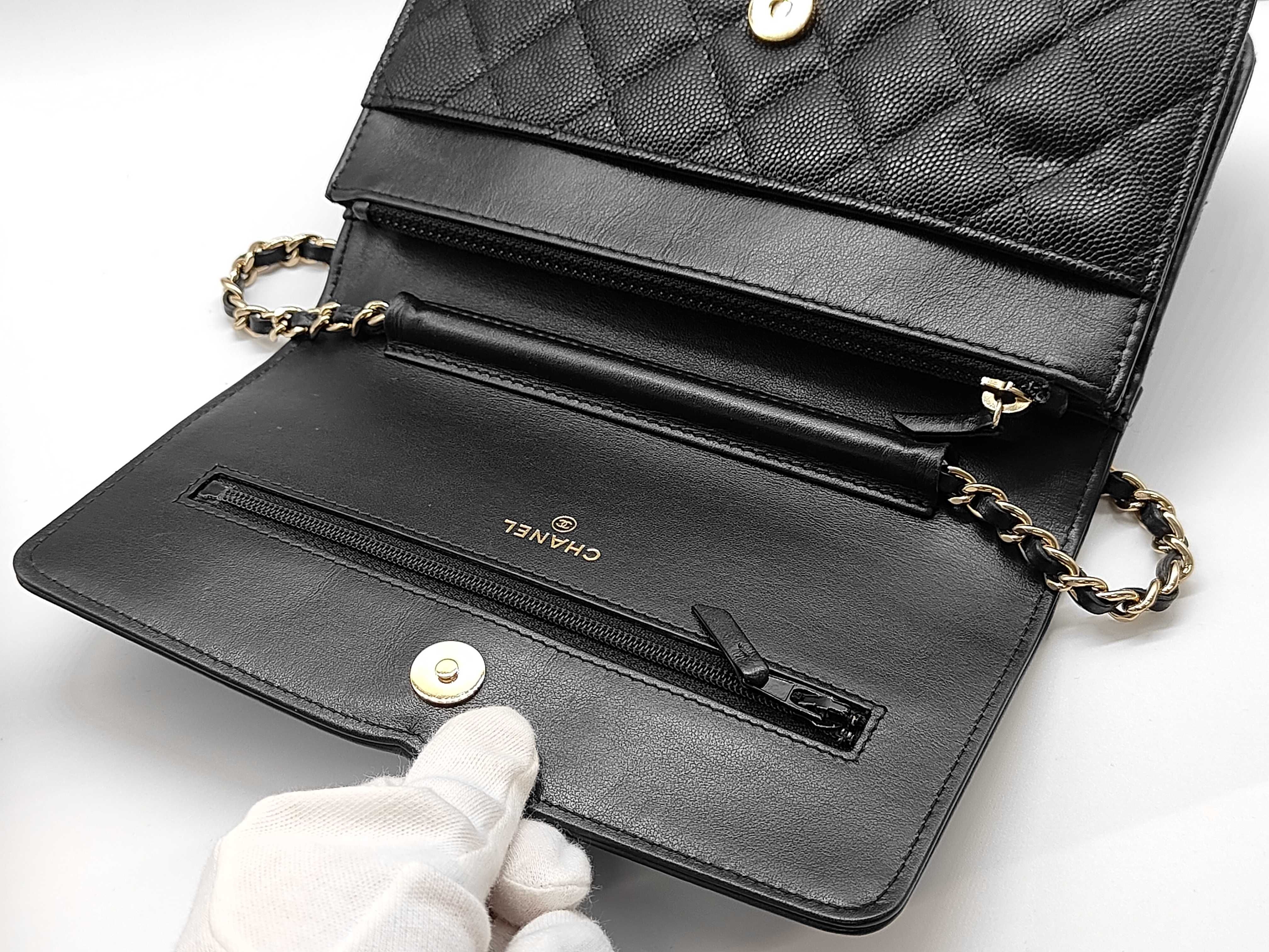 Caviar Skin CC Figurine Chain Wallet Bag, Matelassé, Gold Hardware, Black, Seal, Card, 28807748, with Guarantee, Box, and Dust Bag, Shoulder Bag — view 8