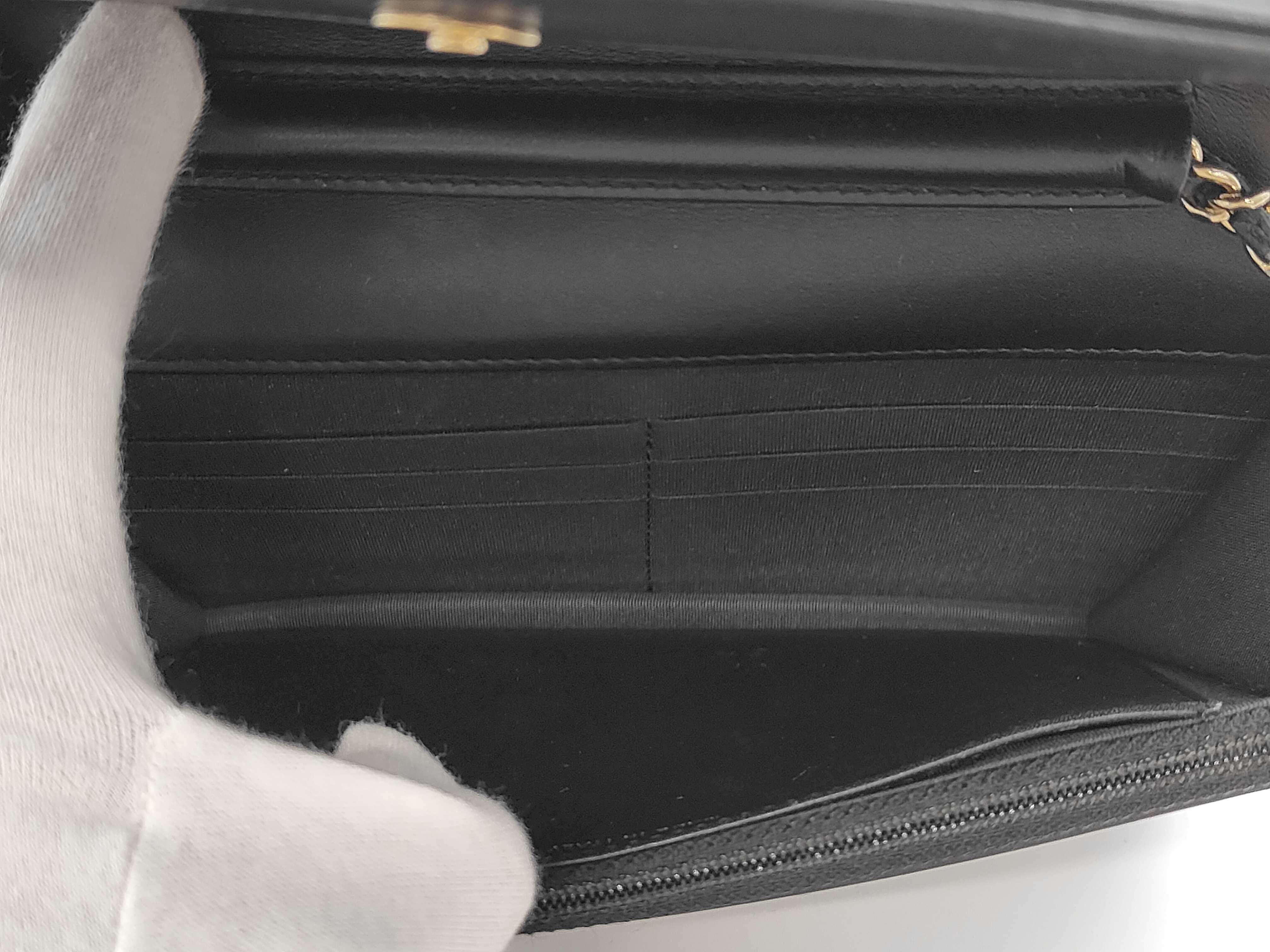 Caviar Skin CC Figurine Chain Wallet Bag, Matelassé, Gold Hardware, Black, Seal, Card, 28807748, with Guarantee, Box, and Dust Bag, Shoulder Bag — view 9