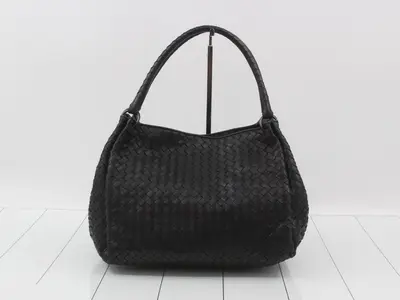 Intrecciato Shoulder Bag, Black
