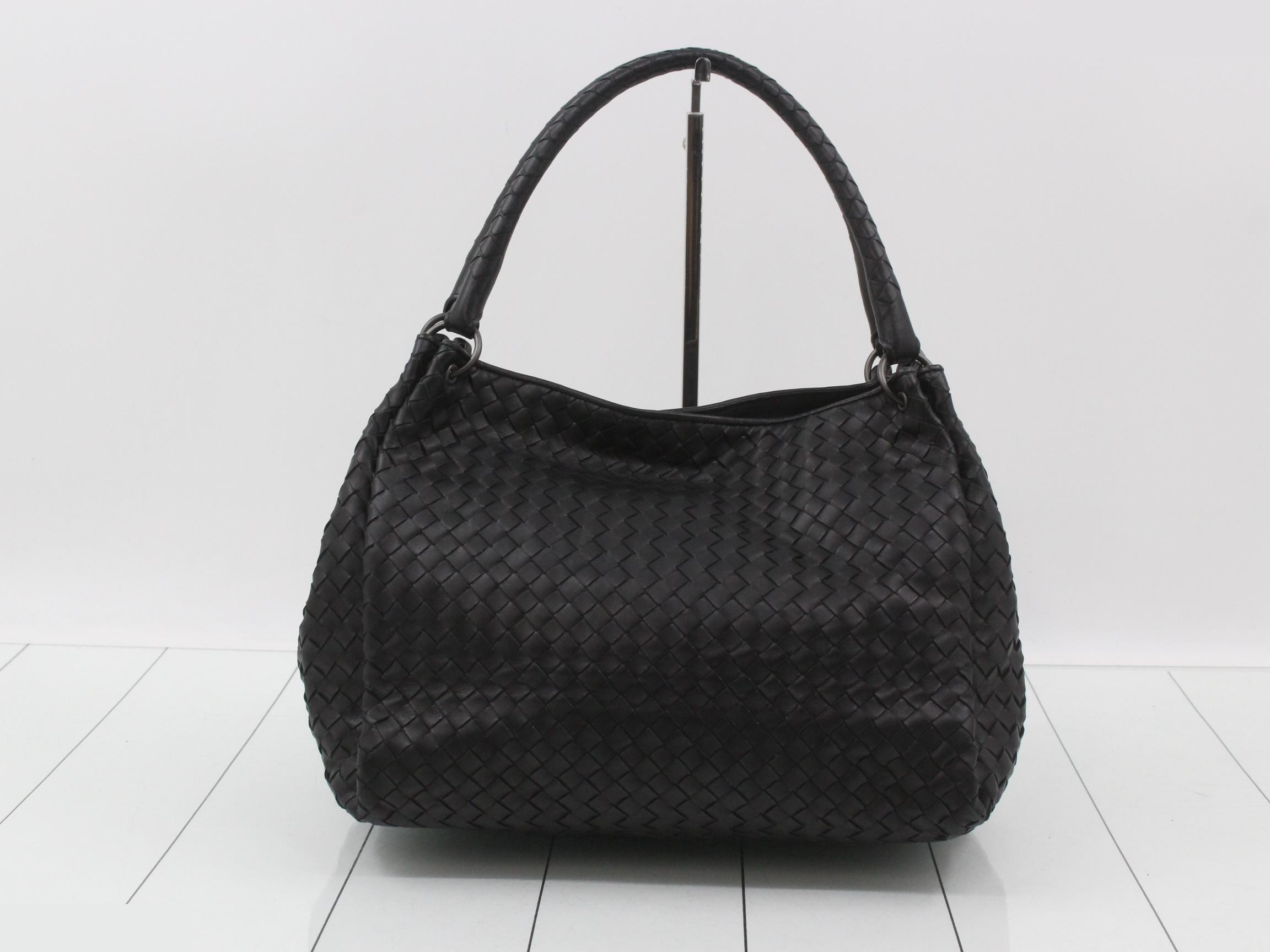 Intrecciato Shoulder Bag, Black — view 2