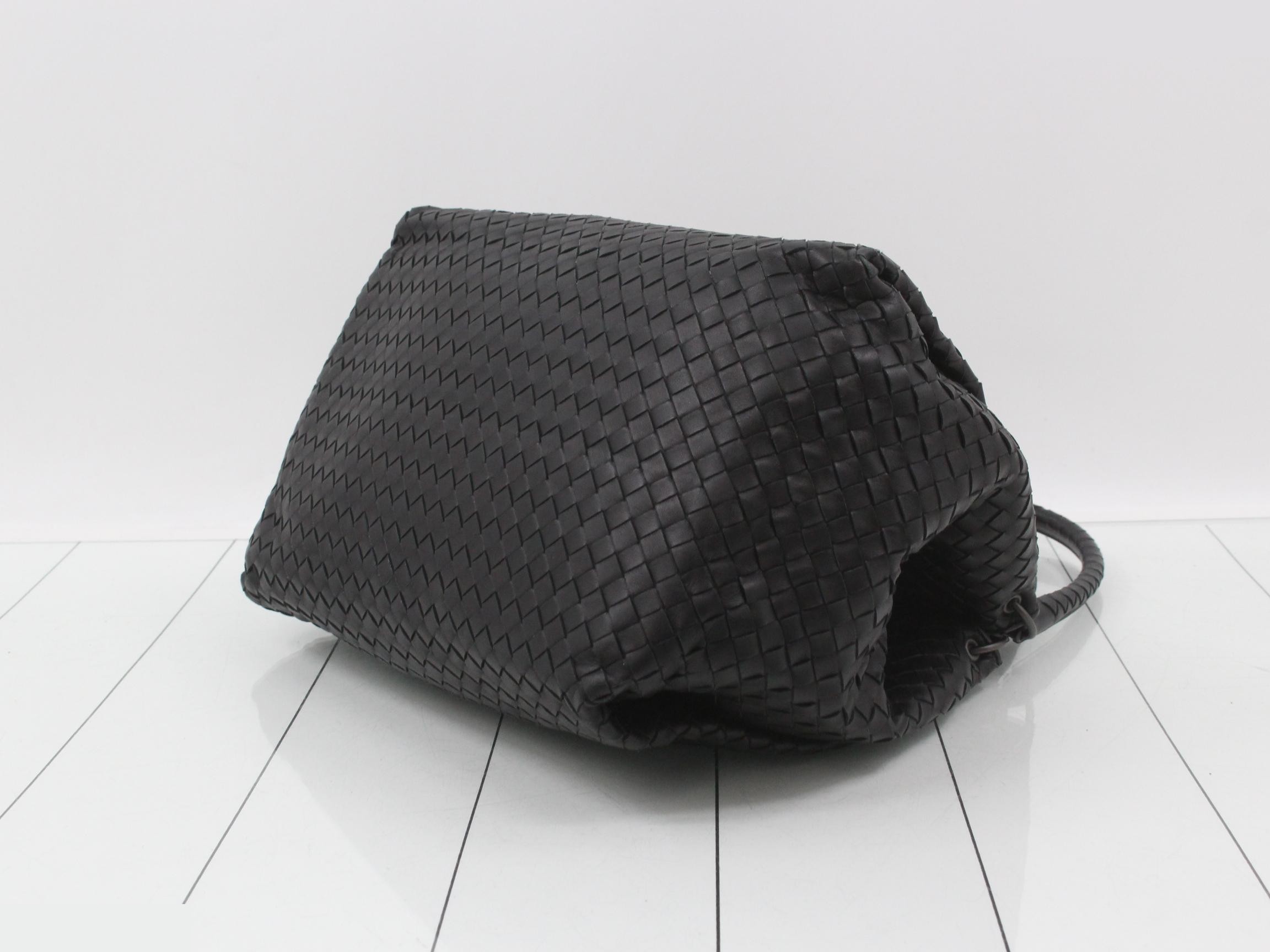 Intrecciato Shoulder Bag, Black — view 6