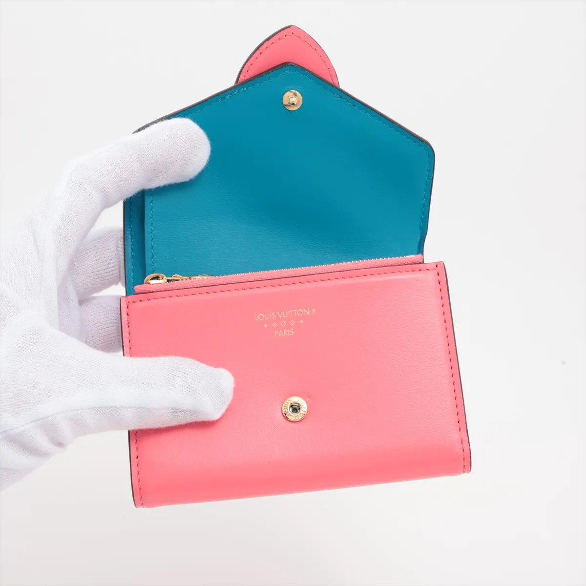 LV Logo Portefeuille LV Pont Neuf Compact M69177 FH2200 Pink Compact Wallet — view 3