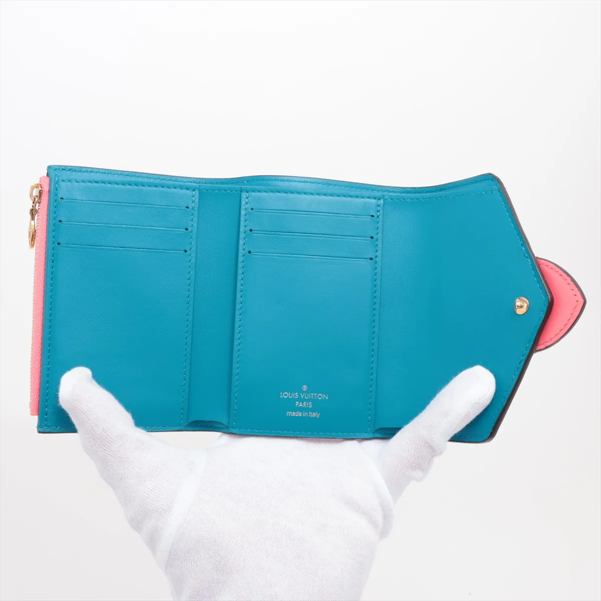 LV Logo Portefeuille LV Pont Neuf Compact M69177 FH2200 Pink Compact Wallet — view 4
