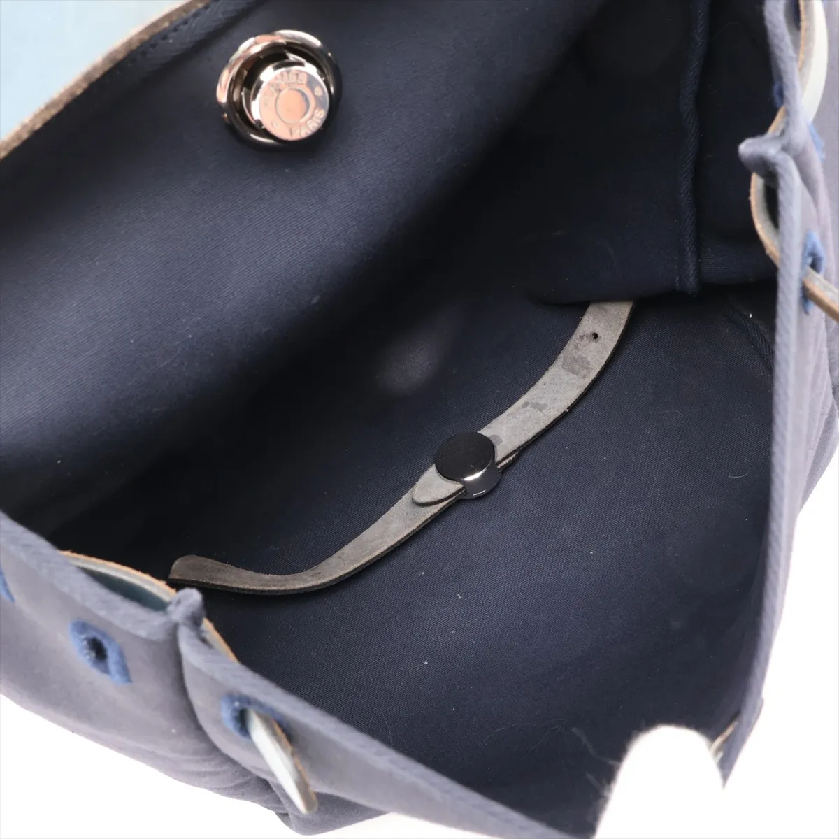 Herbag Ad PM Toile Officier x Vache Hunter Navy x Blue Silver Hardware F: 2002 Clochette strap — view 7