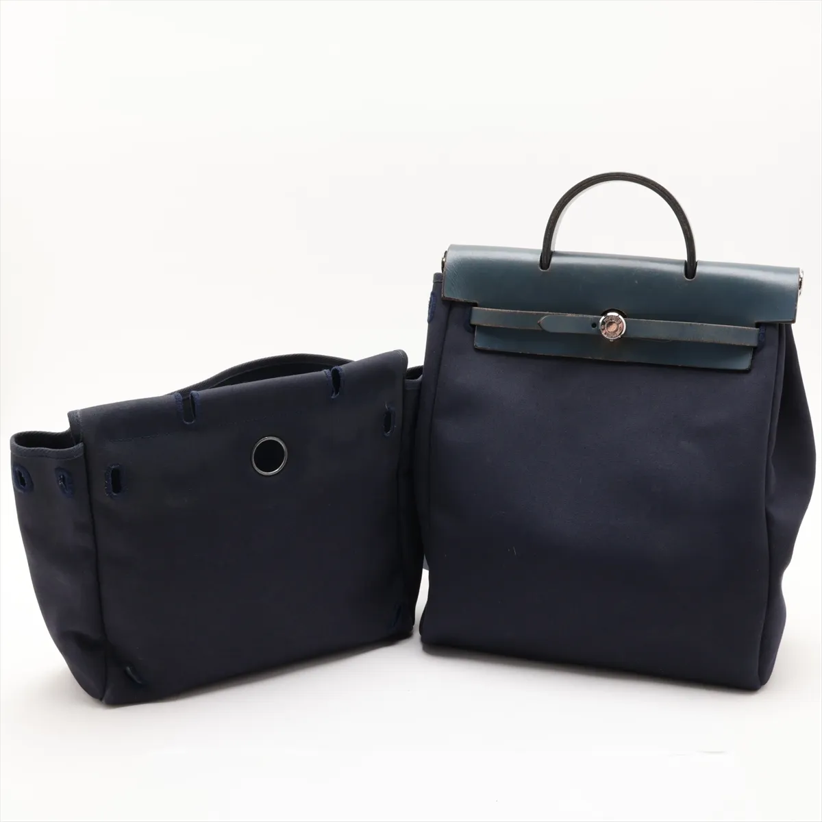 Herbag Ad PM Toile Officier x Vache Hunter Navy x Blue Silver Hardware F: 2002 Clochette strap — view 10