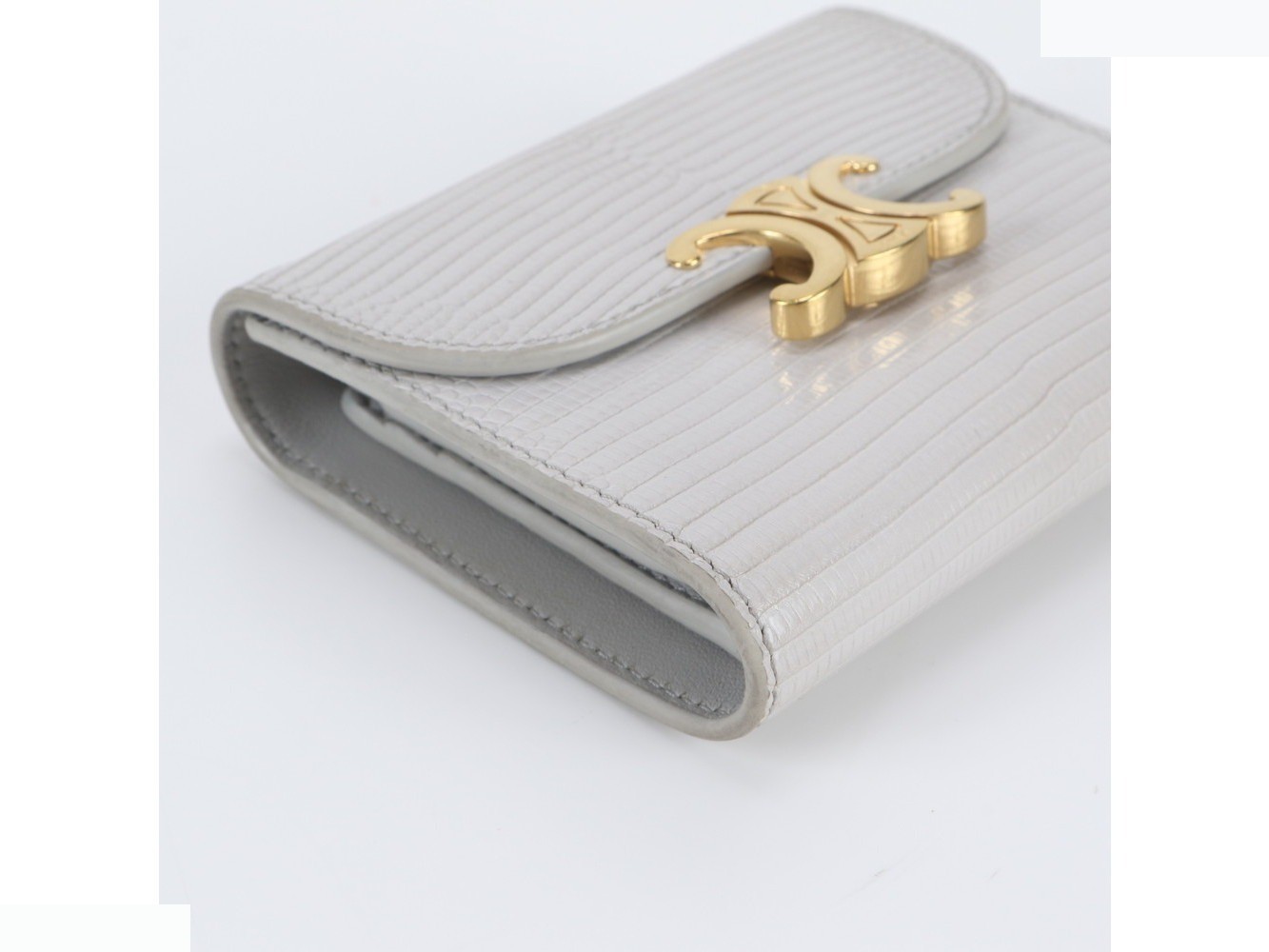 Triomphe Small Flap Wallet, Lizard Leather, Tri-fold Wallet — view 4