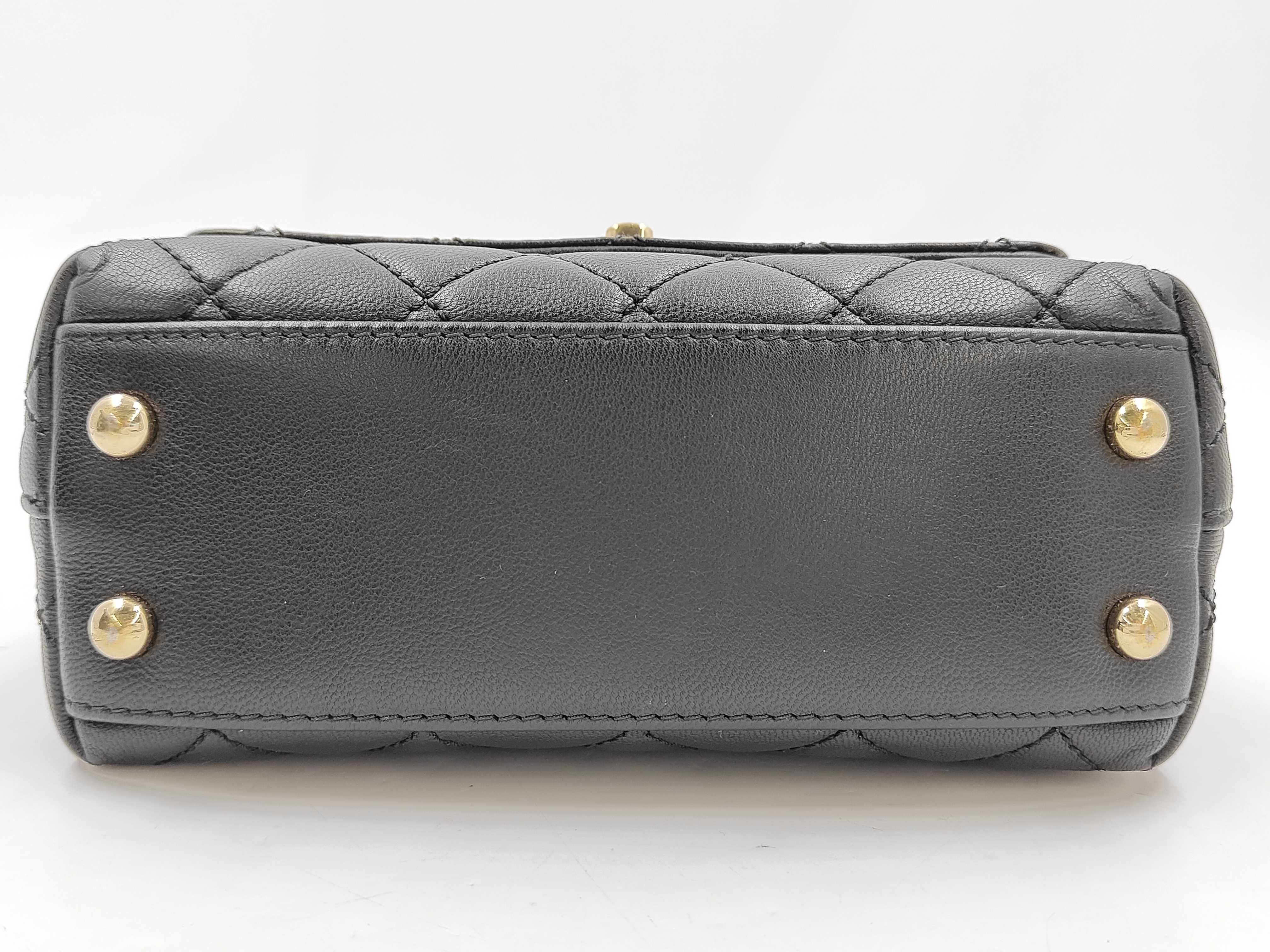 Matelassé Top Handle Bag, Black Lambskin, Multicolor Handle, Gold Hardware, Handbag — view 9