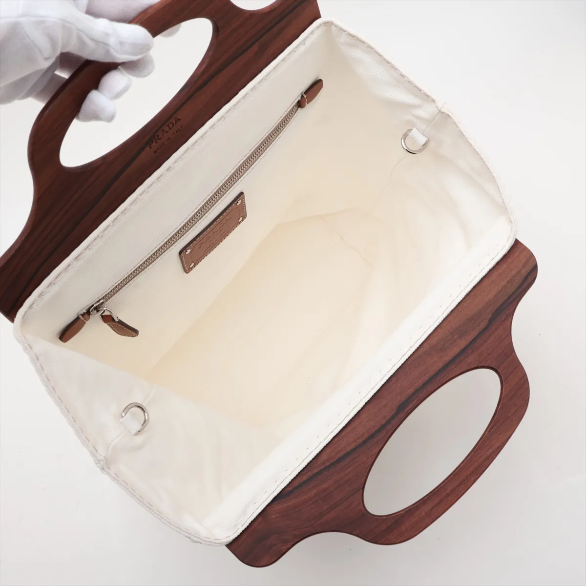 Canapa 1BG349 Canvas 2-Way Handbag White (Unsigned Guarantee Card Included) — view 8
