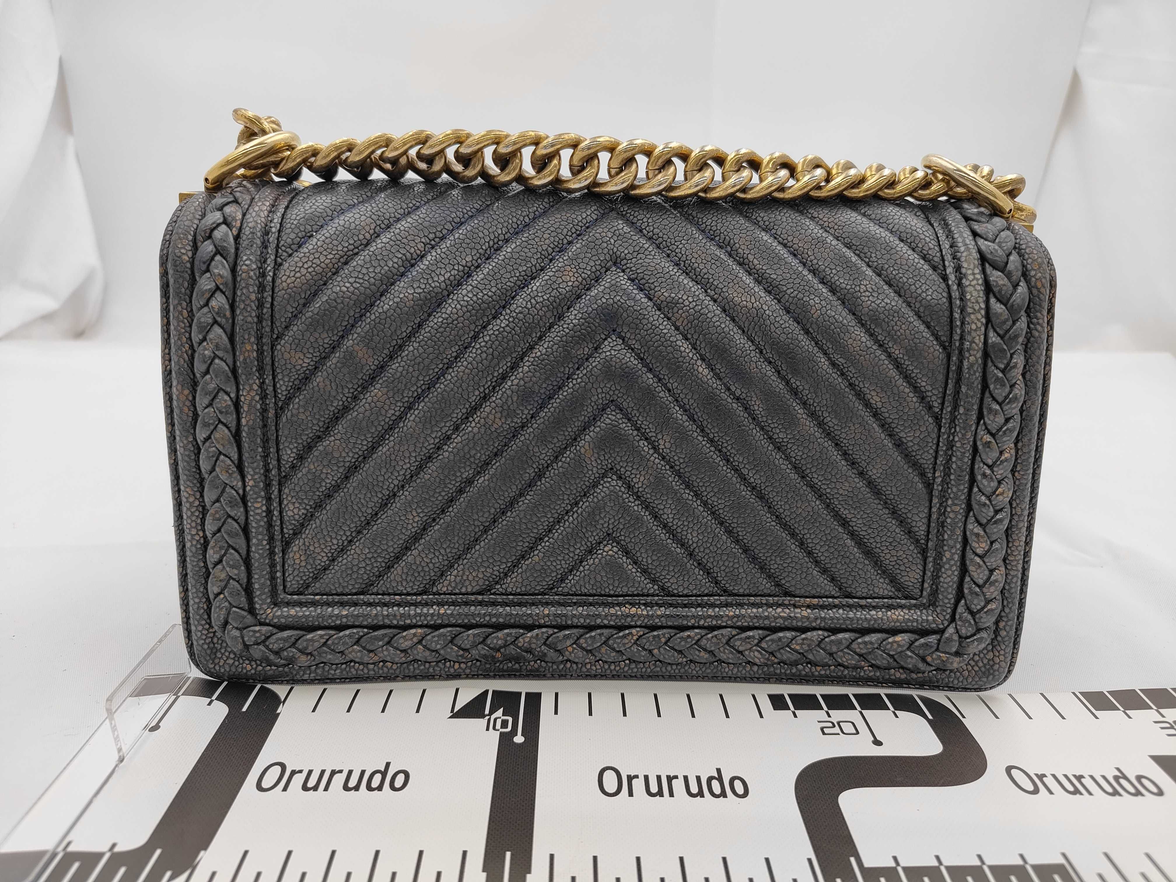 Boy Chanel Caviar Navy Chain Shoulder Bag — view 2