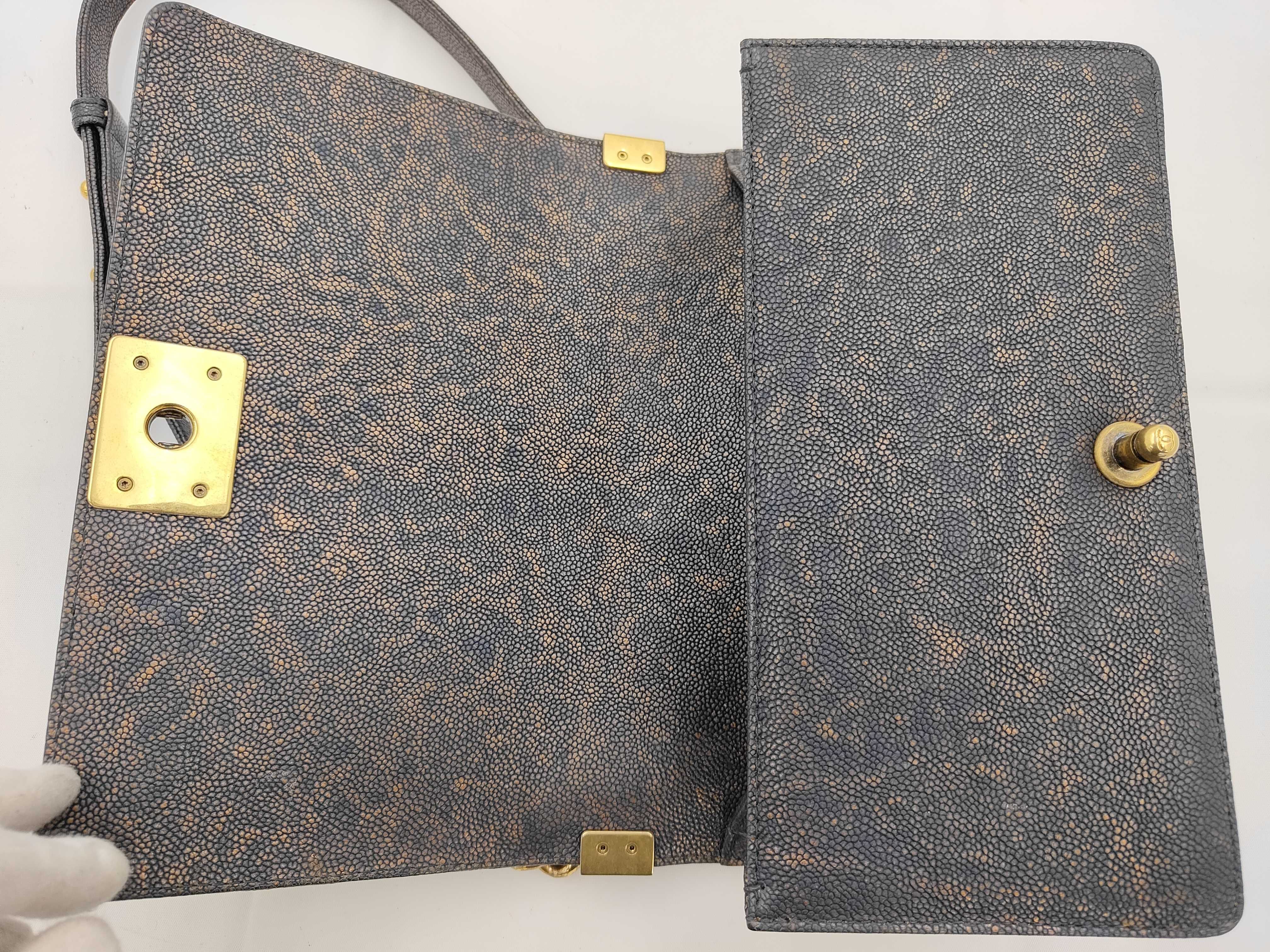 Boy Chanel Caviar Navy Chain Shoulder Bag — view 13