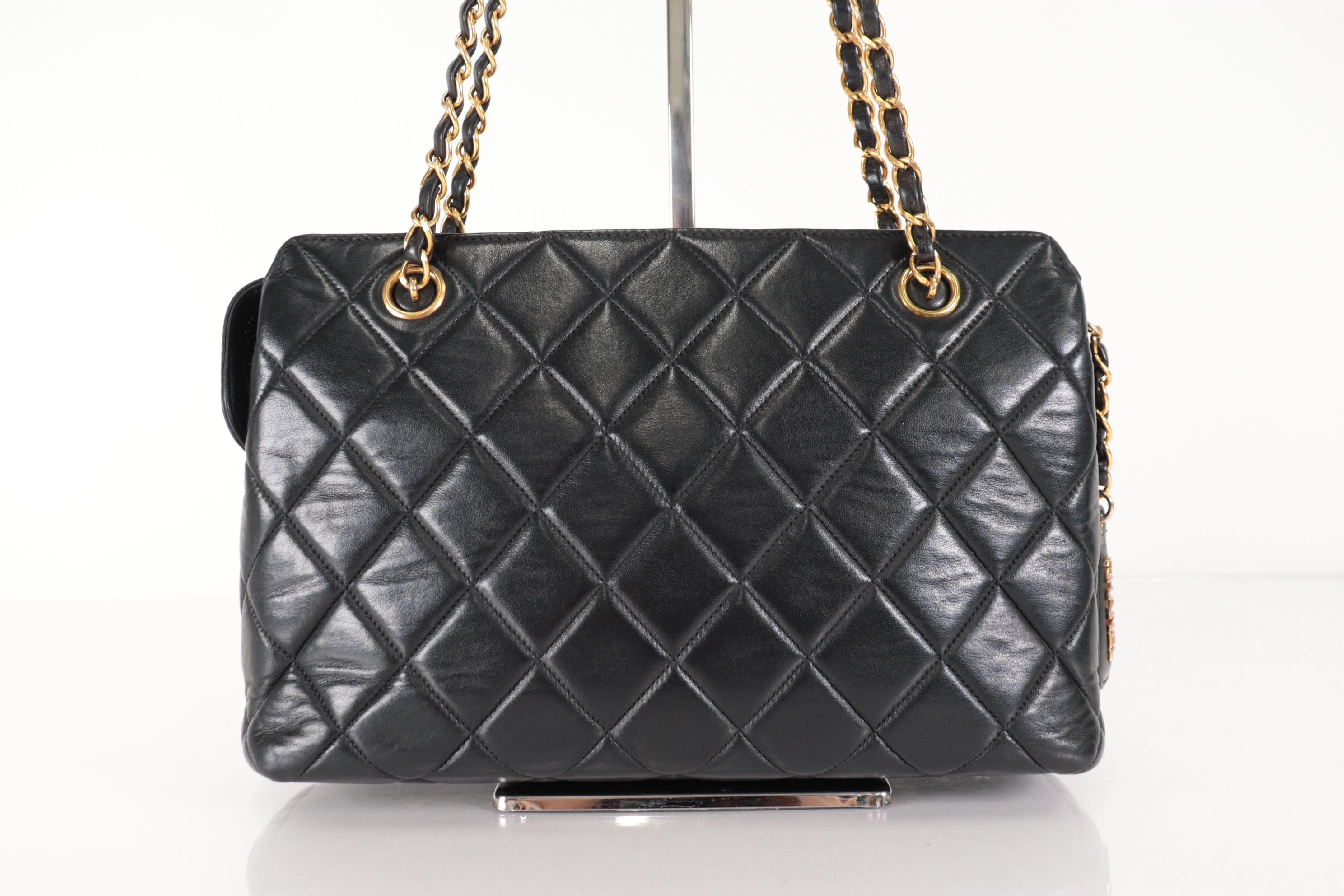 Matelassé Lambskin Chain Tote Bag — view 2