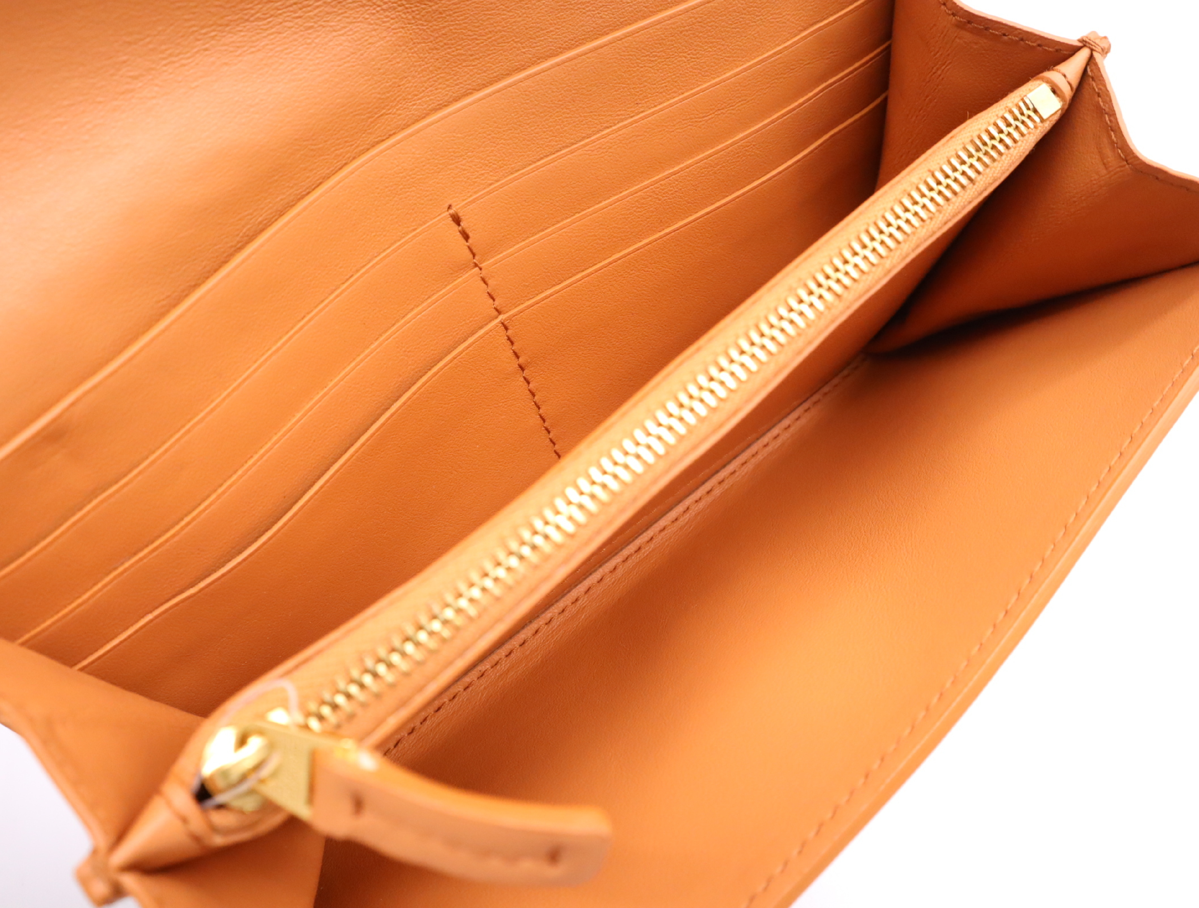 French Calf Continental Long Wallet, Orange, with Box and Dust Bag. — view 11