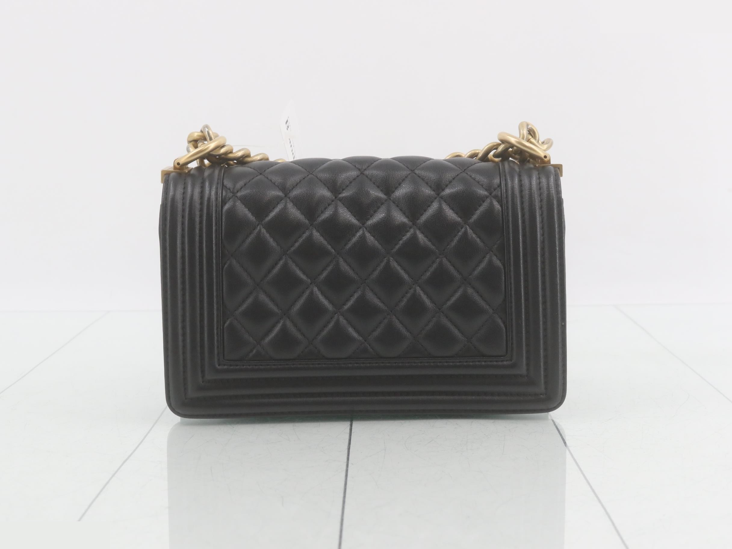 Boy Chanel Lambskin Chain Shoulder Bag, Black — view 2