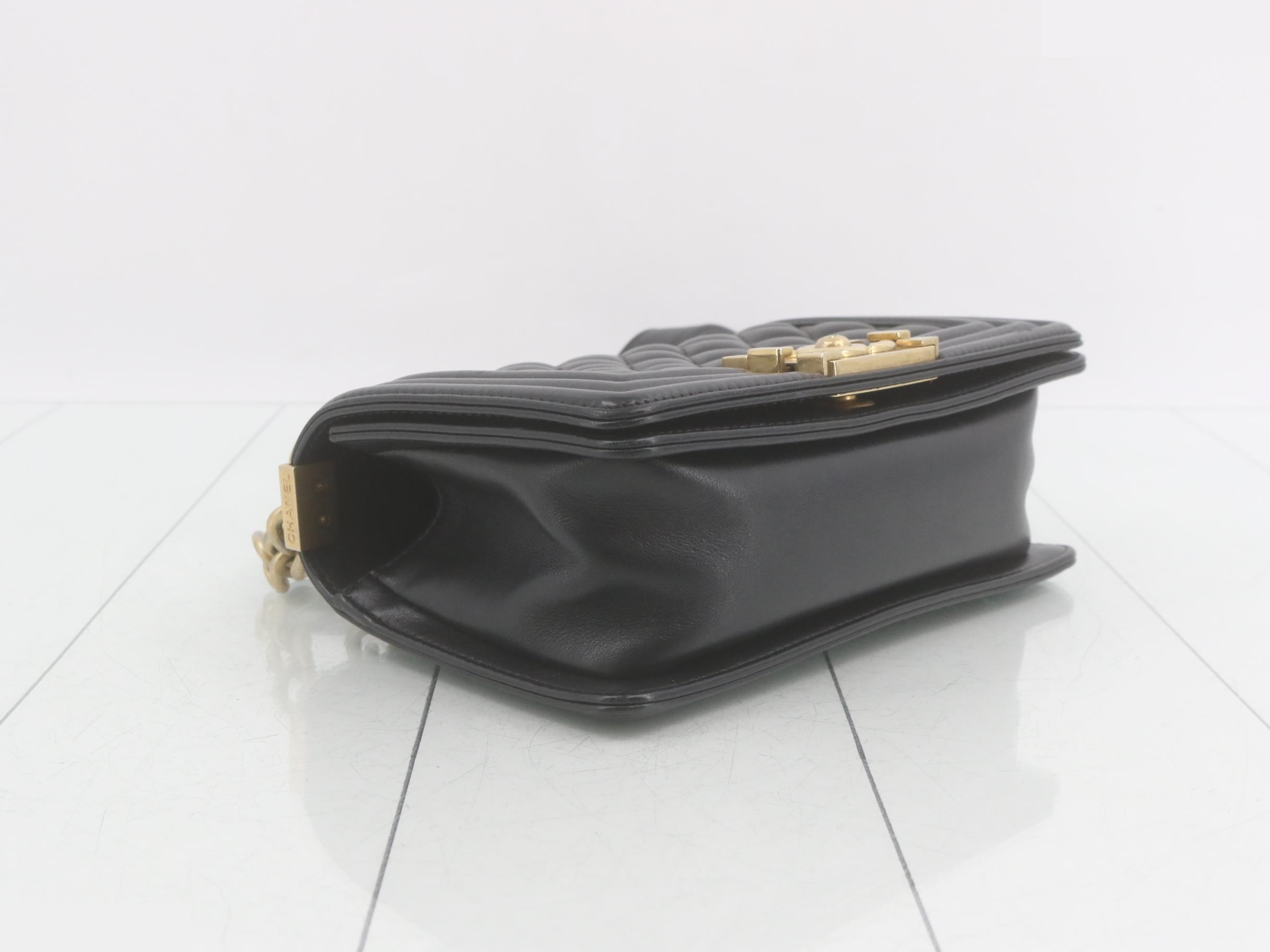 Boy Chanel Lambskin Chain Shoulder Bag, Black — view 5