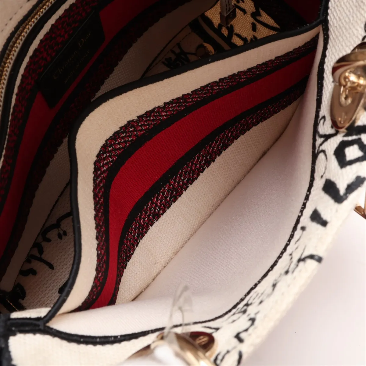 Lady D-Lite Canvas 2-Way Handbag, Beige x Red — view 7