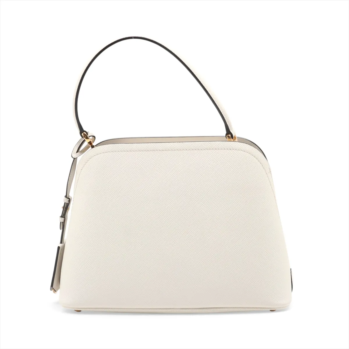 Saffiano Cuir Leather Shoulder Bag, White, 1BA282 — view 2