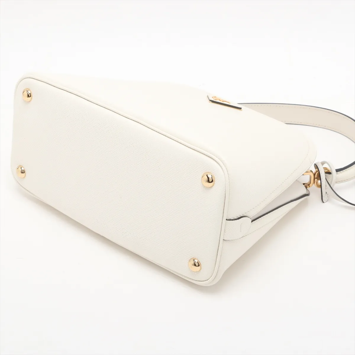 Saffiano Cuir Leather Shoulder Bag, White, 1BA282 — view 3