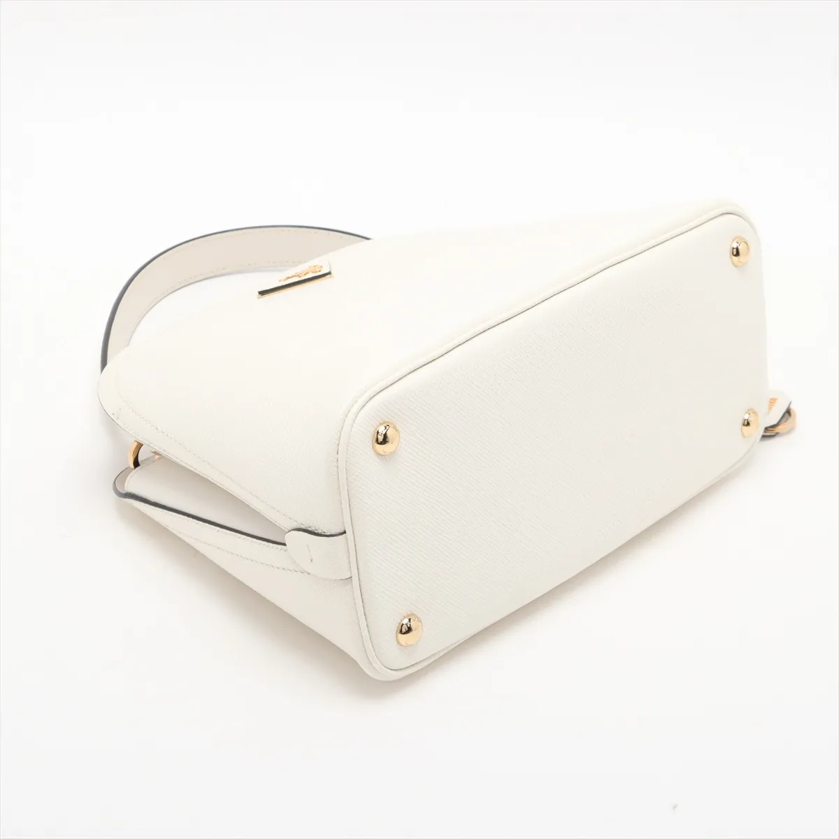 Saffiano Cuir Leather Shoulder Bag, White, 1BA282 — view 4