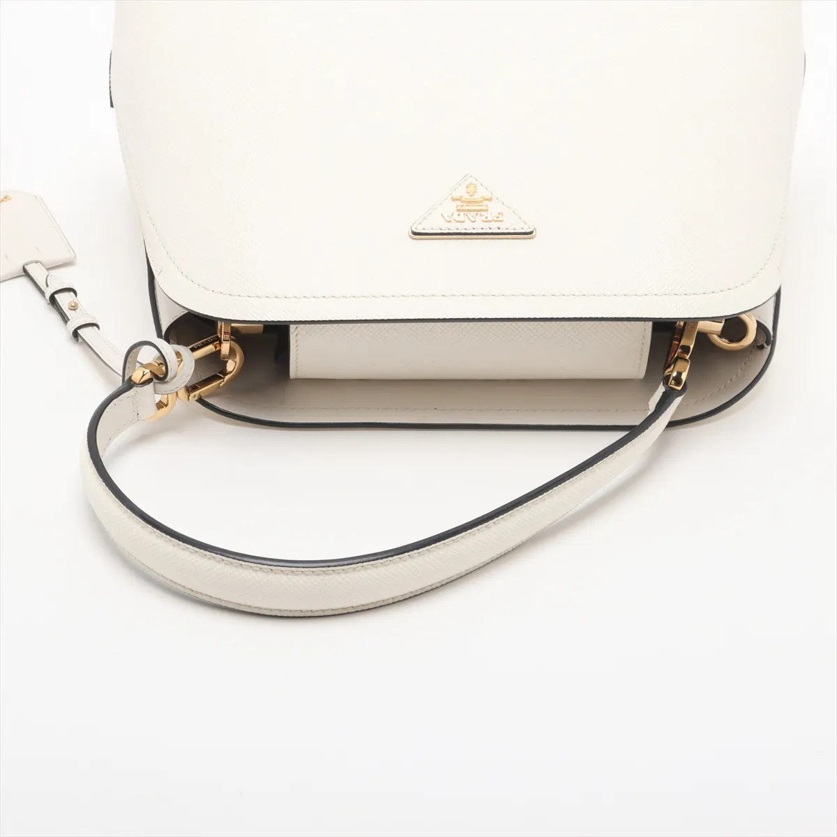 Saffiano Cuir Leather Shoulder Bag, White, 1BA282 — view 5