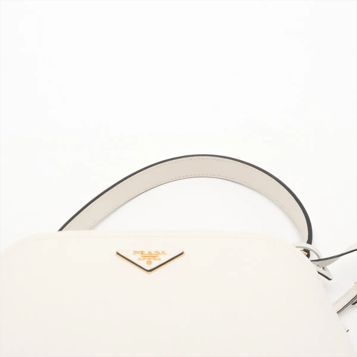 Saffiano Cuir Leather Shoulder Bag, White, 1BA282 — view 6