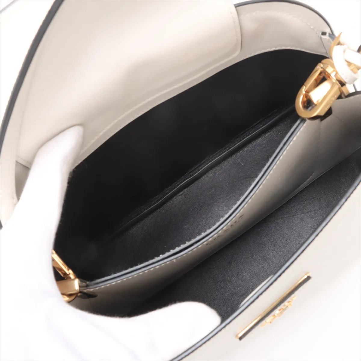 Saffiano Cuir Leather Shoulder Bag, White, 1BA282 — view 8