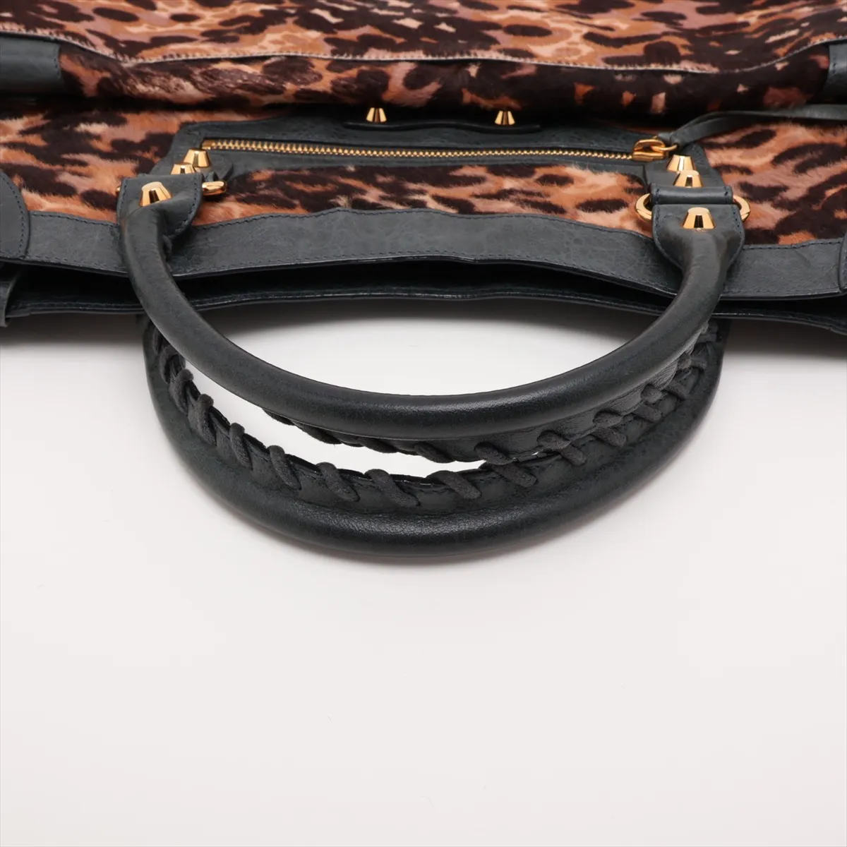 The City 115748 Calf Hair x Leather 2-Way Handbag Leopard Print with Mirror — view 5