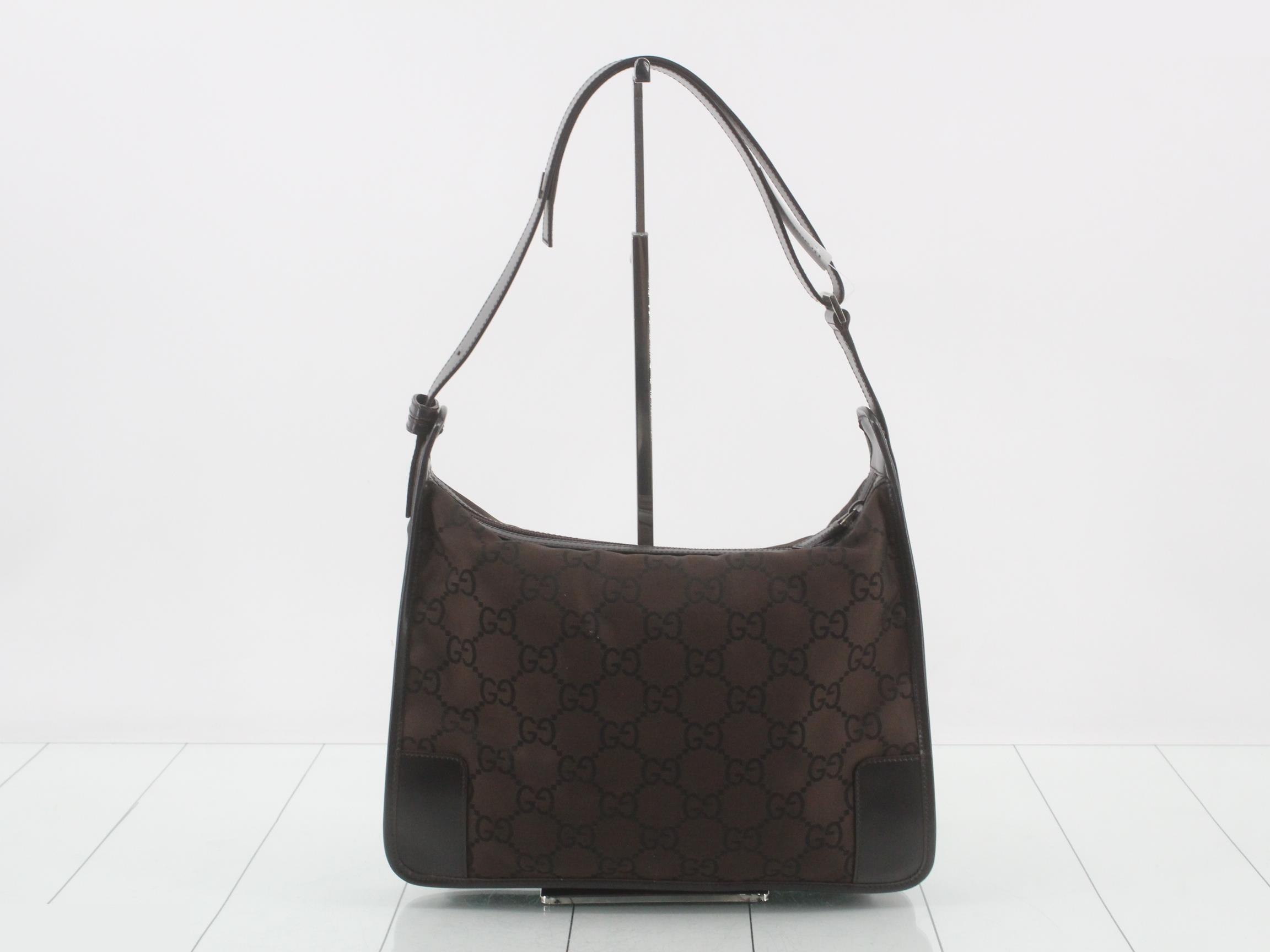 Nylon Canvas One-Shoulder Bag, Brown, 143743 — view 2