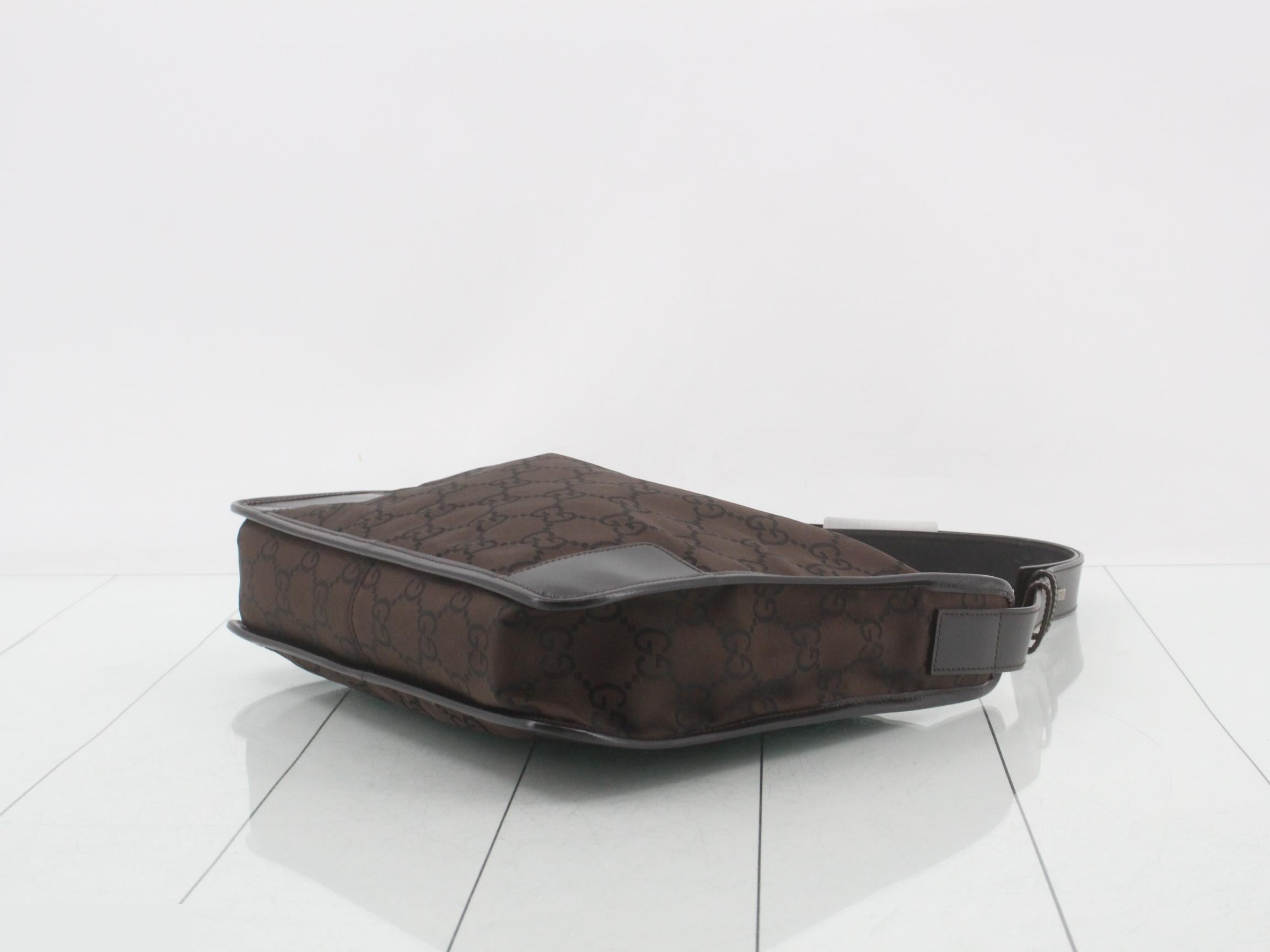 Nylon Canvas One-Shoulder Bag, Brown, 143743 — view 6