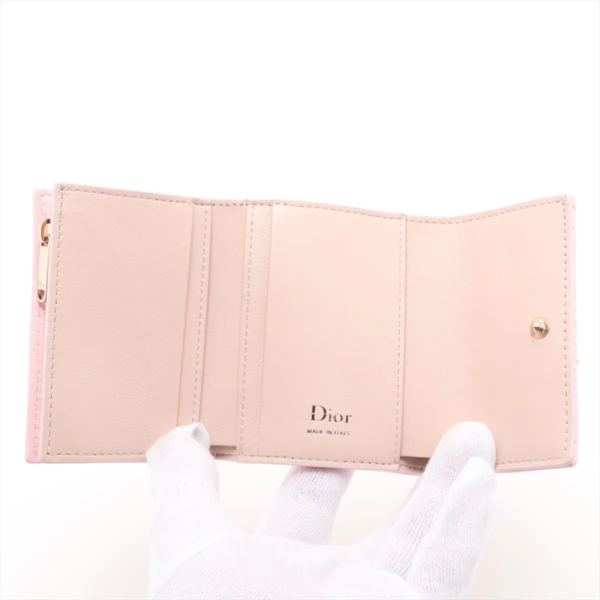 My Dior Cannage Leather Compact Wallet Pink — view 4