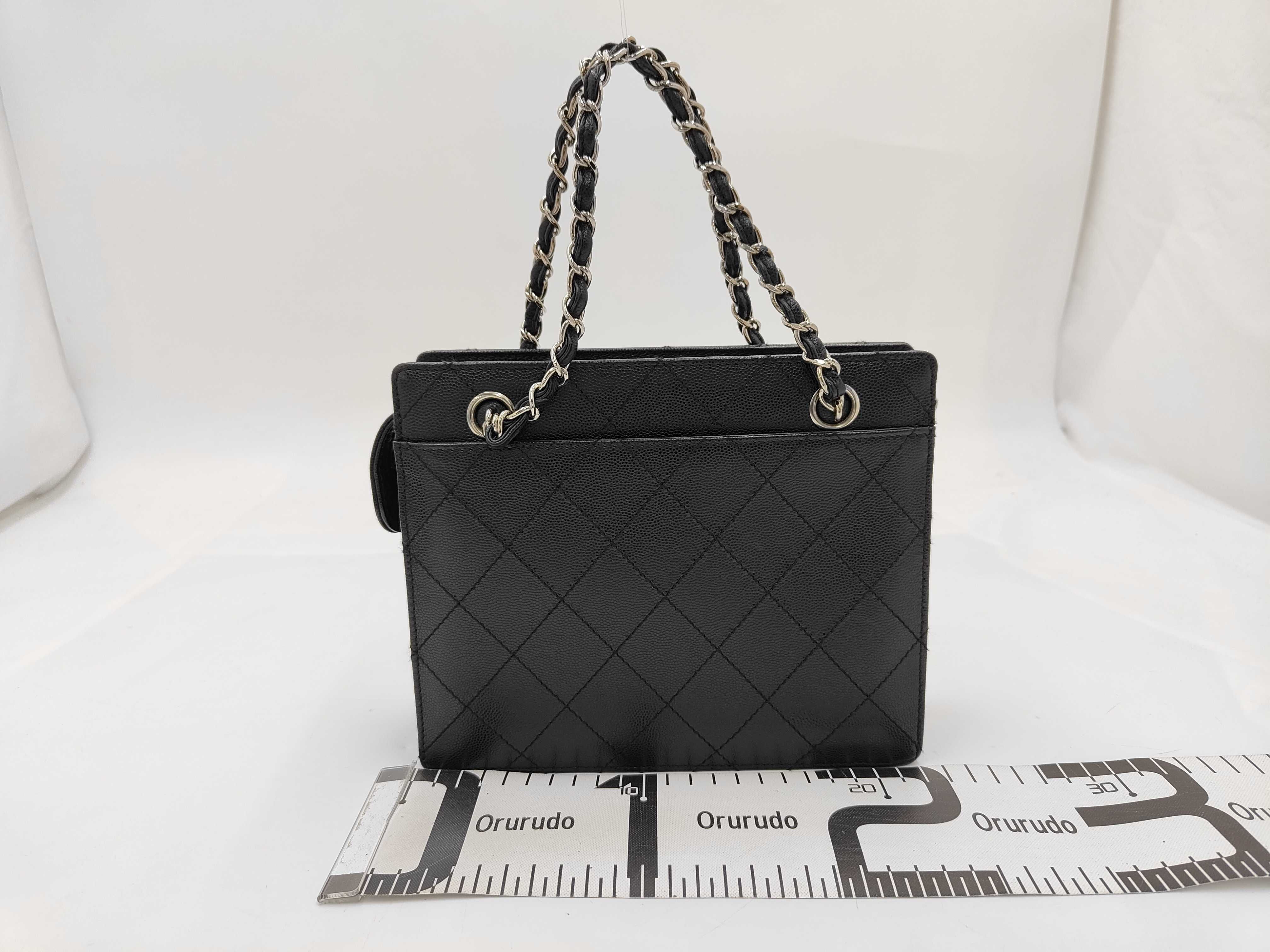 Caviar Skin Square Chain Handbag with Silver Hardware — view 2
