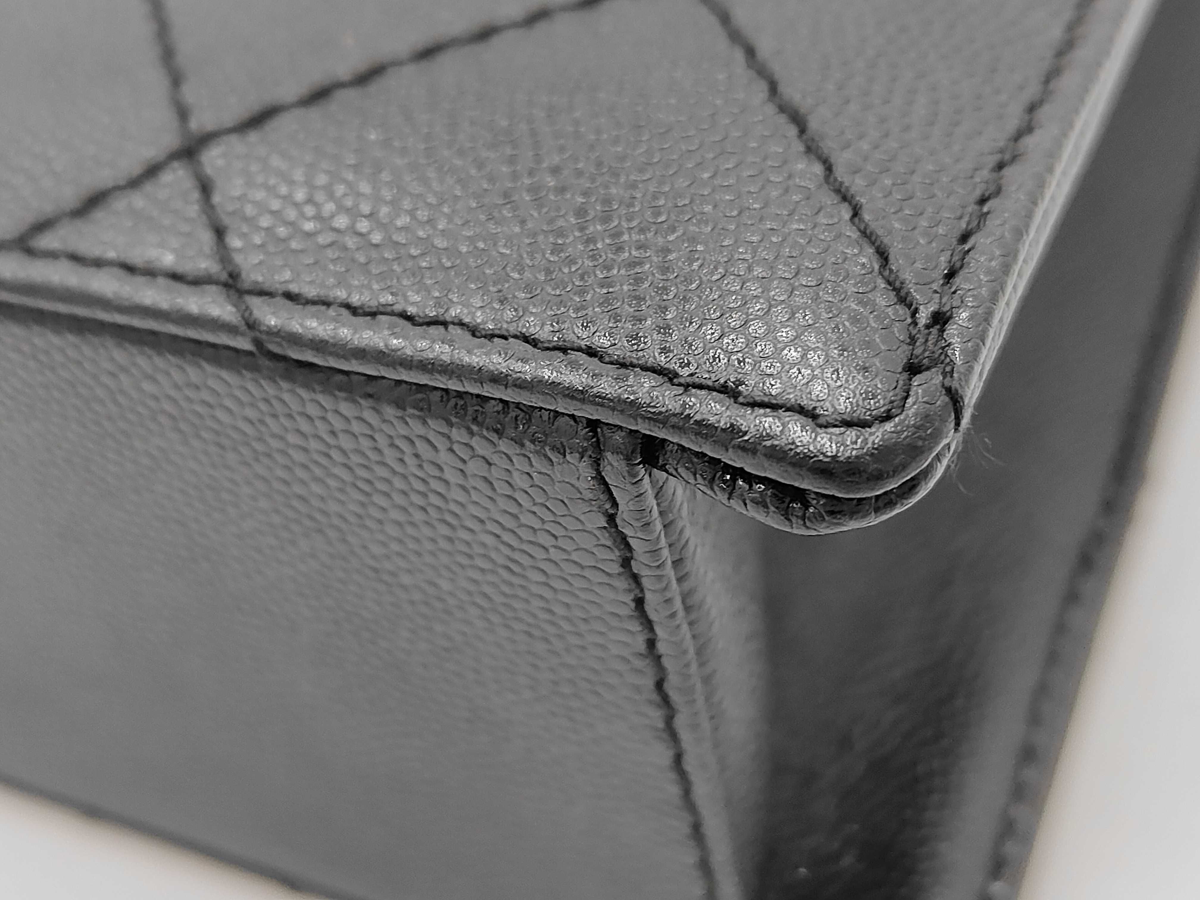 Caviar Skin Square Chain Handbag with Silver Hardware — view 6
