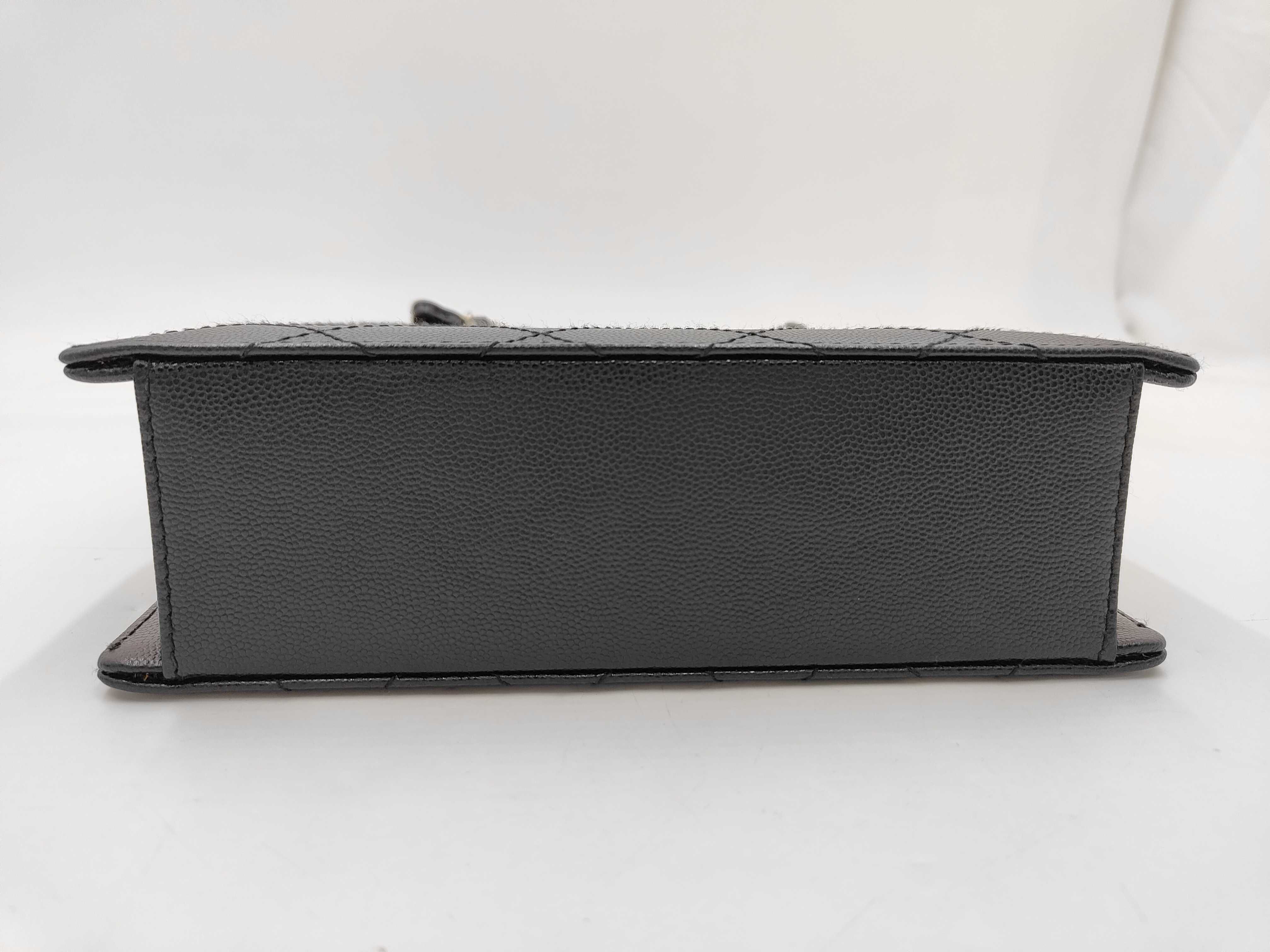 Caviar Skin Square Chain Handbag with Silver Hardware — view 7