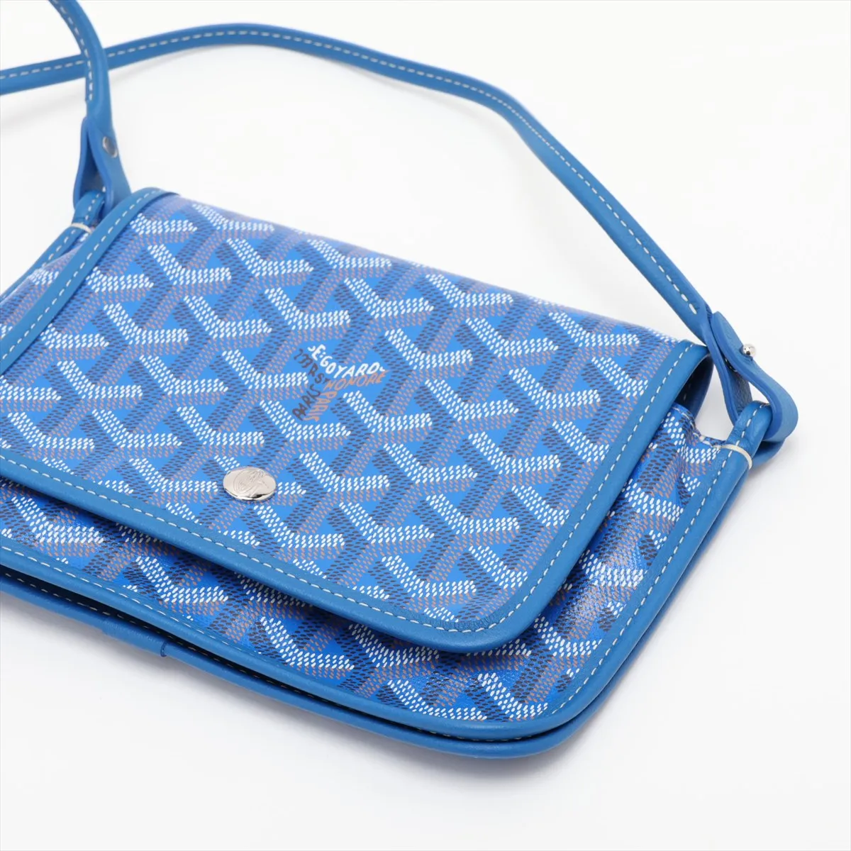Plume PVC x Leather Shoulder Bag, Blue — view 3
