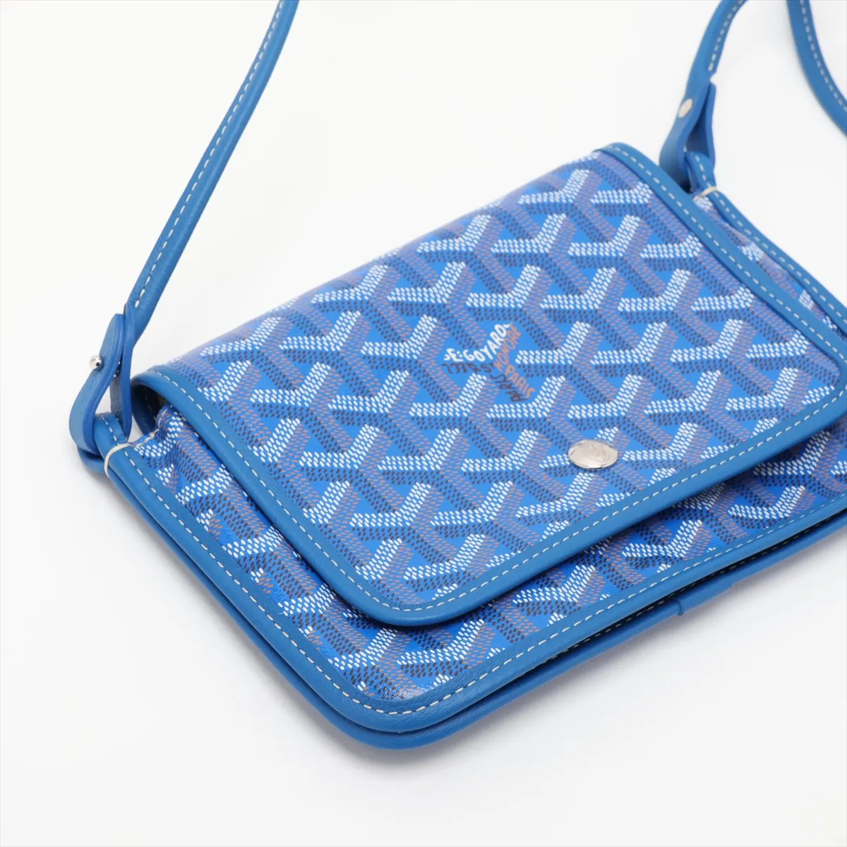 Plume PVC x Leather Shoulder Bag, Blue — view 4