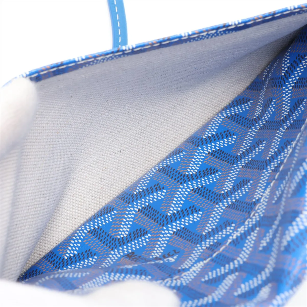 Plume PVC x Leather Shoulder Bag, Blue — view 9
