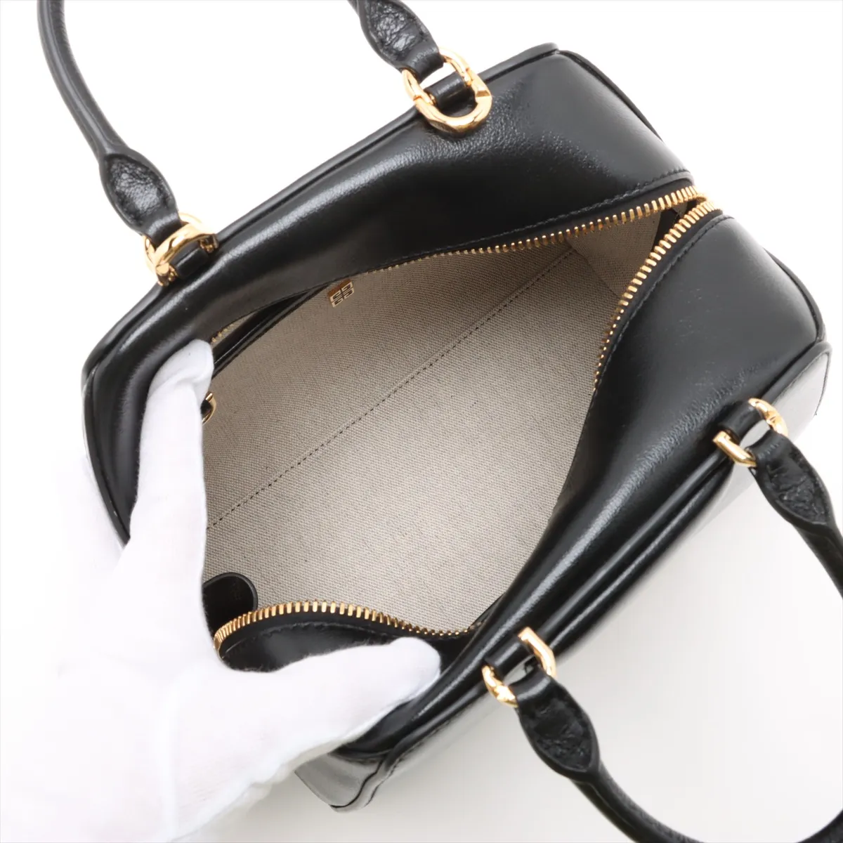 Antigona Cube Leather Handbag, Black — view 7