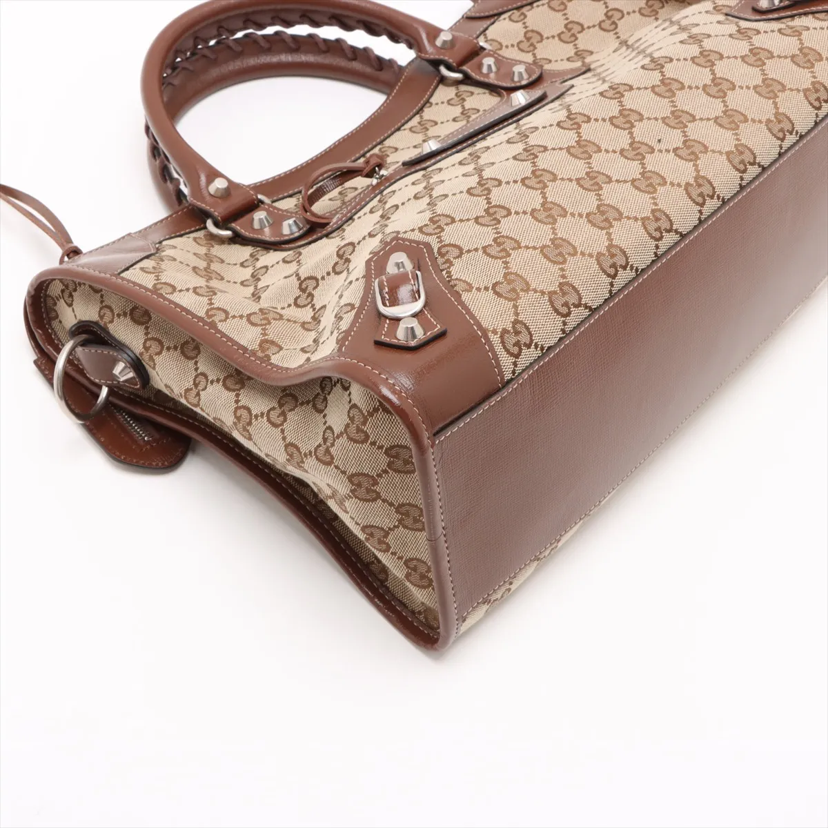 x Balenciaga GG Canvas The Hacker Project Canvas x Leather 2WAY Handbag Brown 681695 With Mirror — view 4