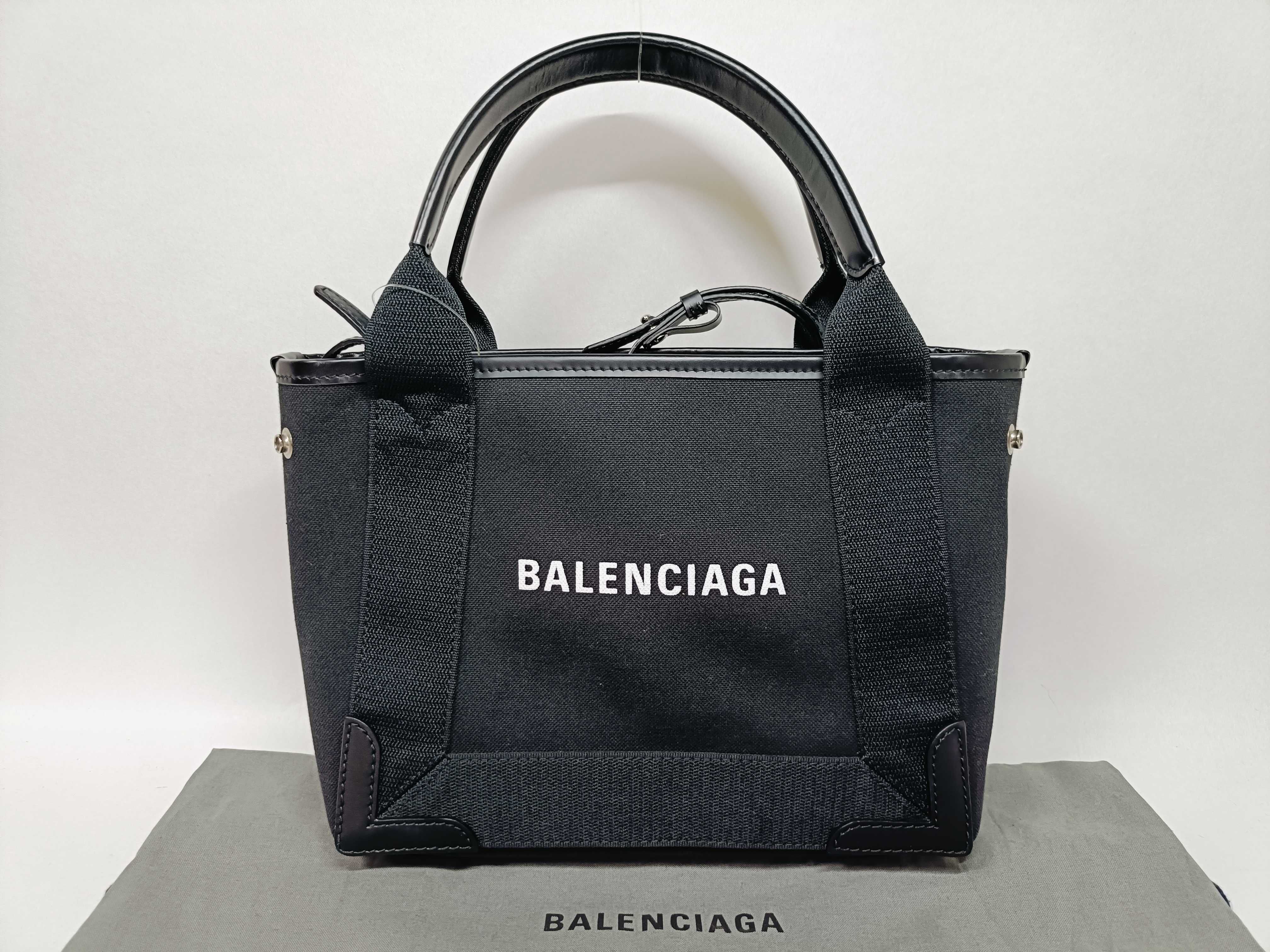 Canvas x Leather 2-Way Navy Cabas XS Handbag