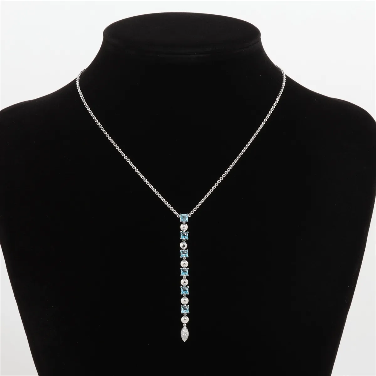 Lucia Blue Topaz Diamond Necklace, 750 (WG), 15.4g, — view 5