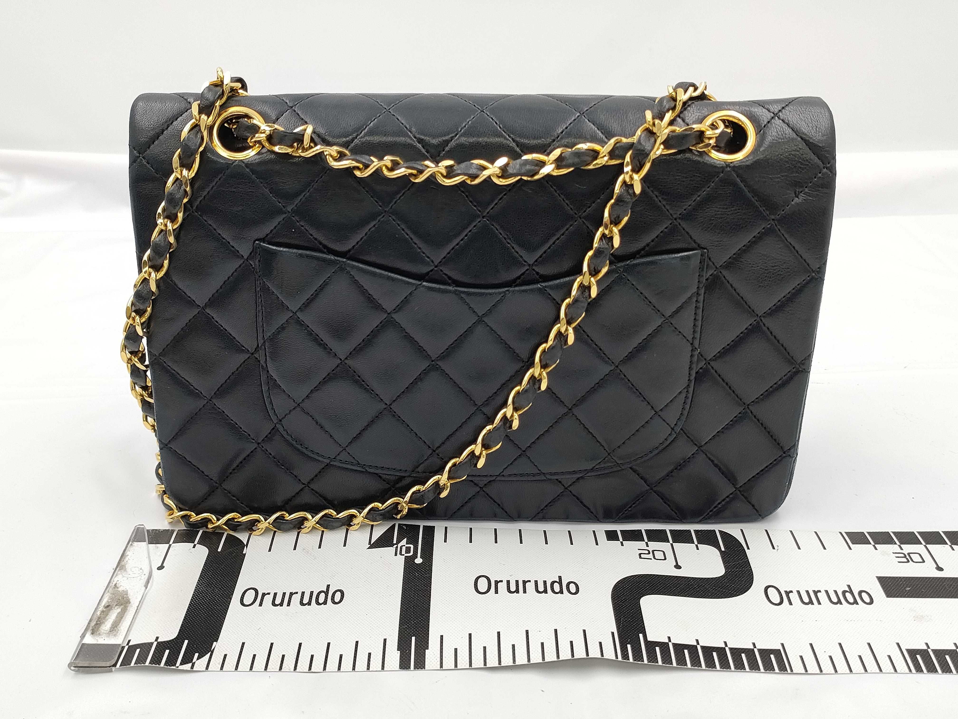 Lambskin Matelassé Double Flap Lambskin Shoulder Bag, Black with Gold Hardware and Card Holder — view 2