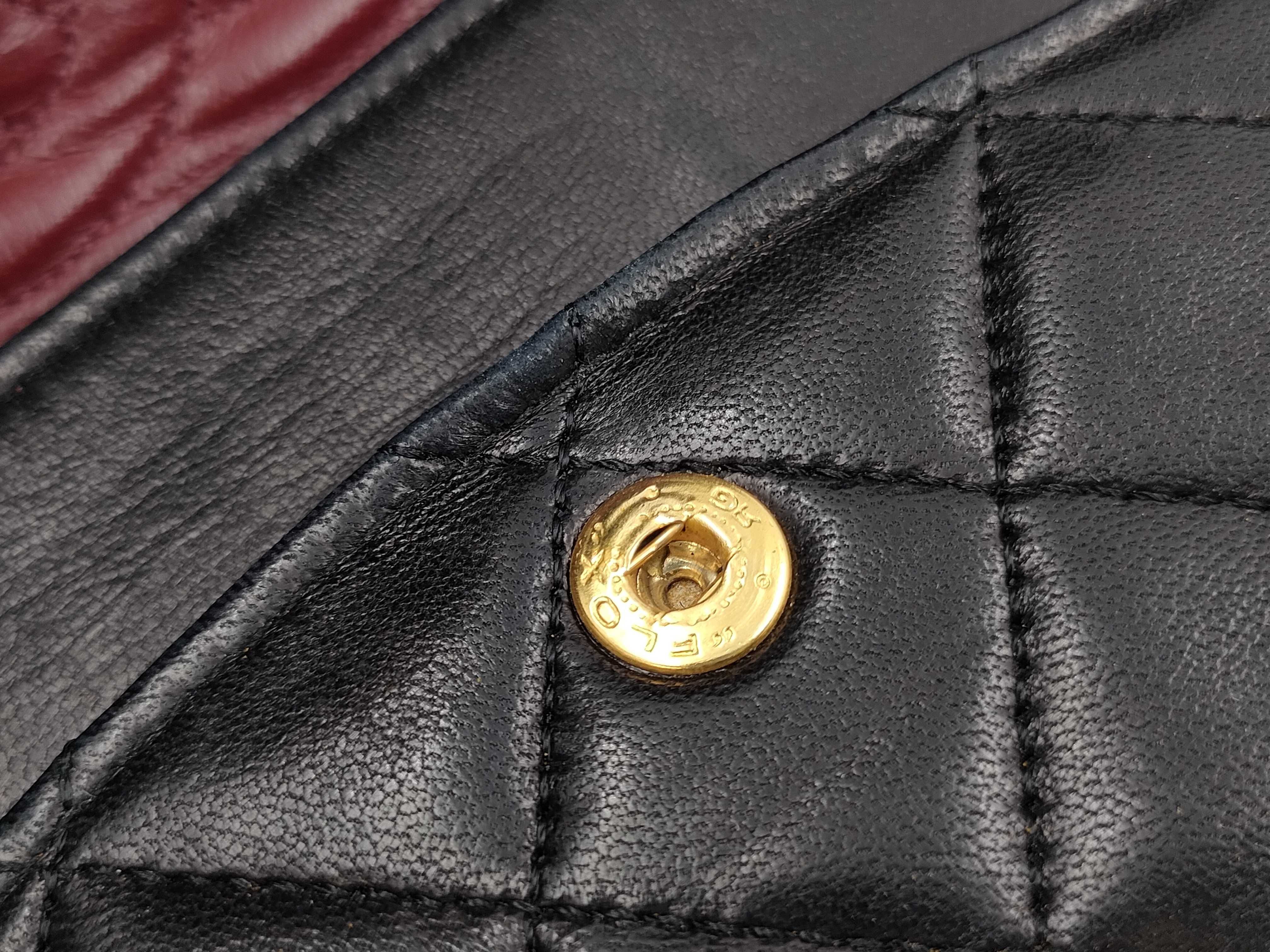 Lambskin Matelassé Double Flap Lambskin Shoulder Bag, Black with Gold Hardware and Card Holder — view 12