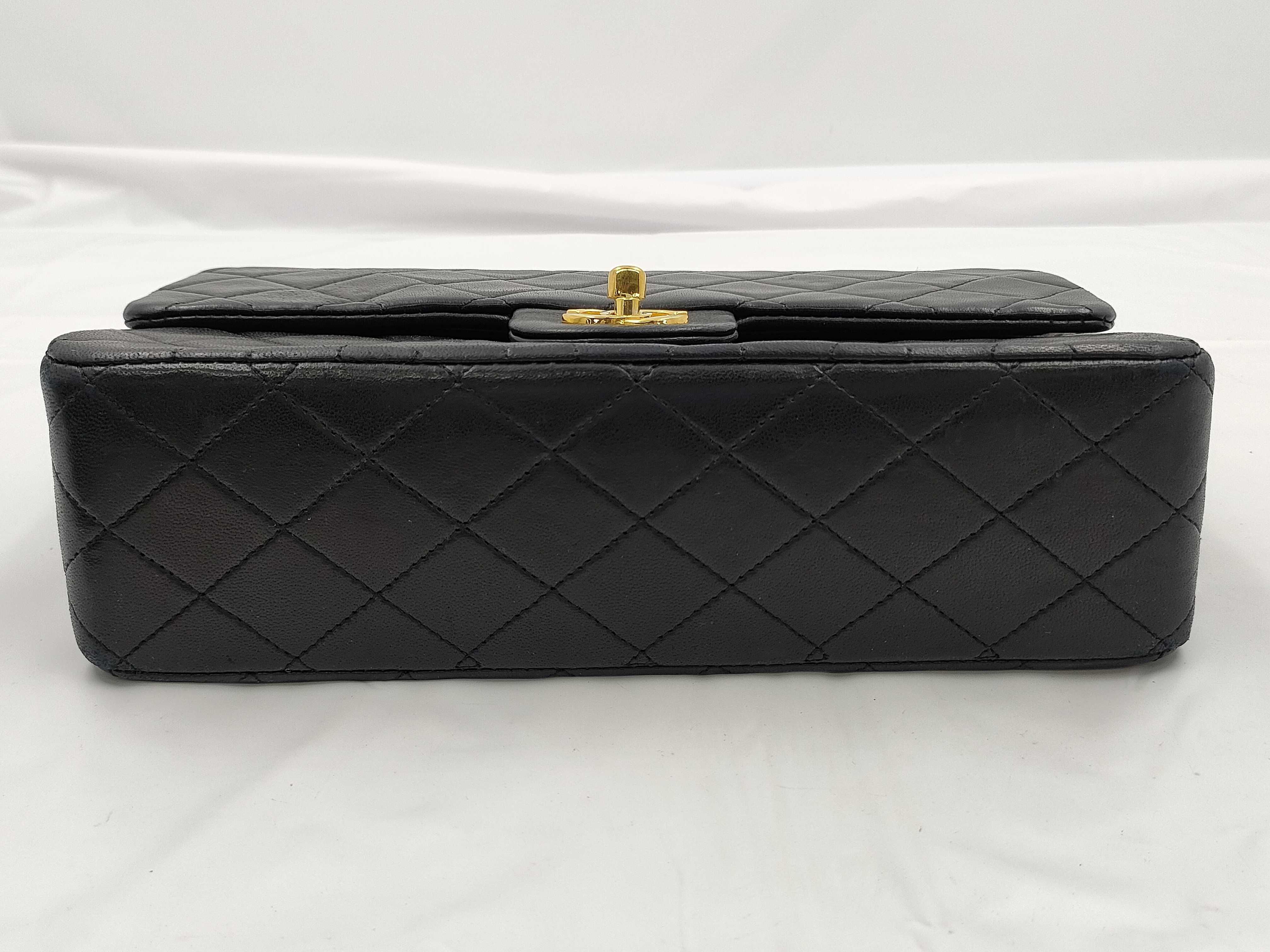 Lambskin Matelassé Double Flap Lambskin Shoulder Bag, Black with Gold Hardware and Card Holder — view 3